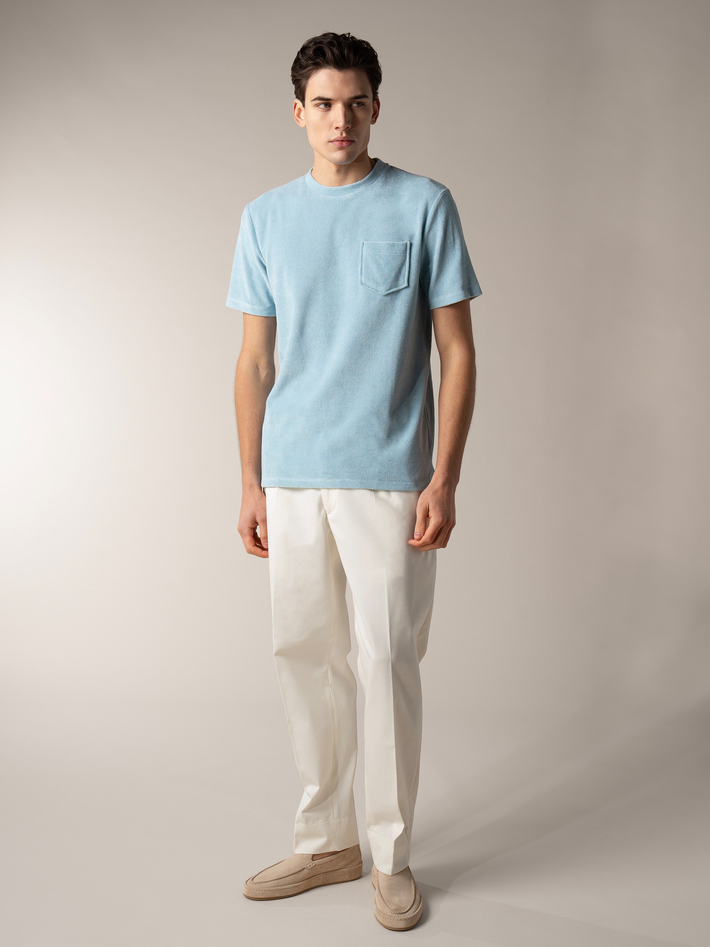 Blue Turquoise Terry Towelling T-Shirt