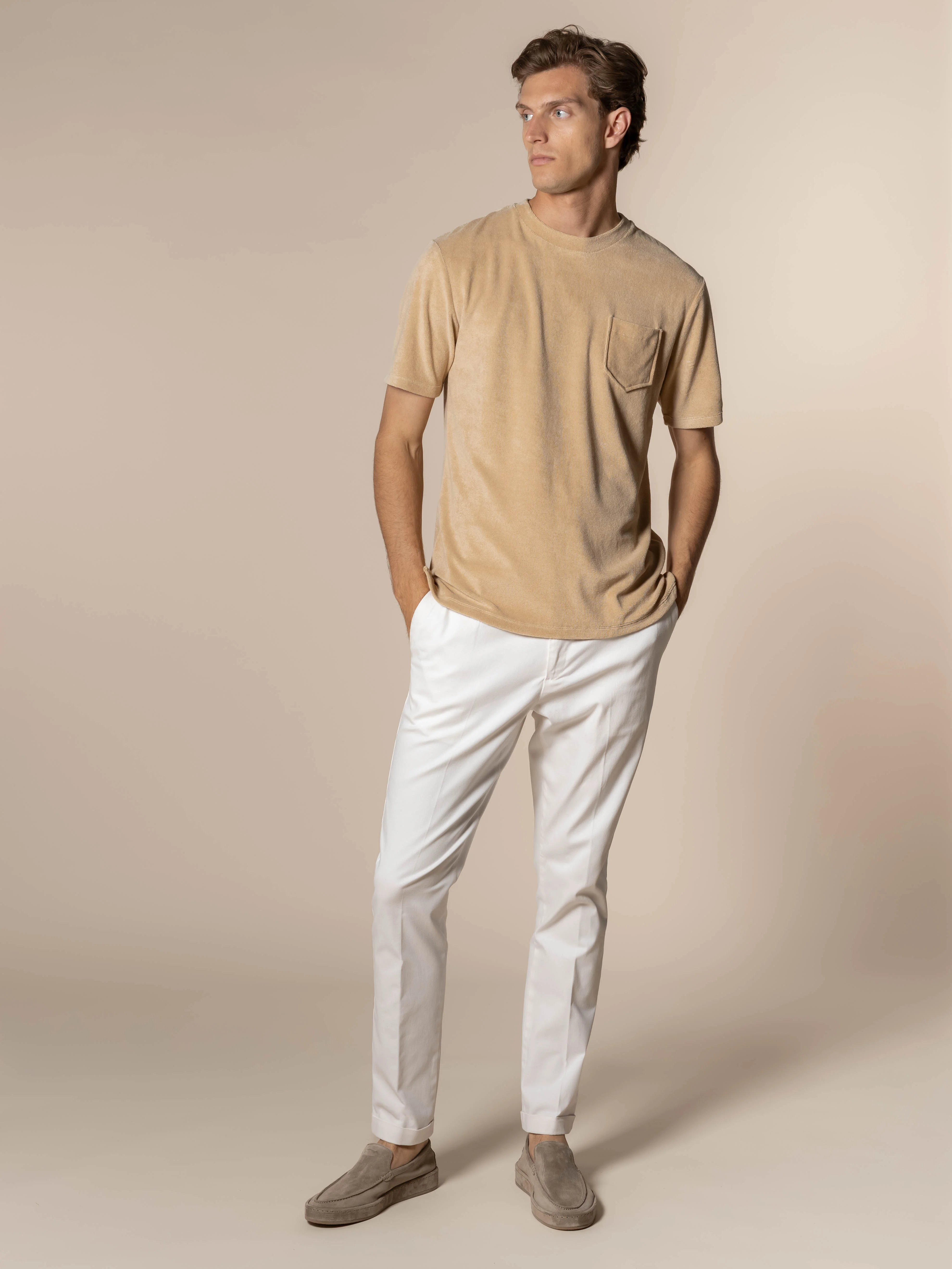 Beige Terry Towelling T-Shirt