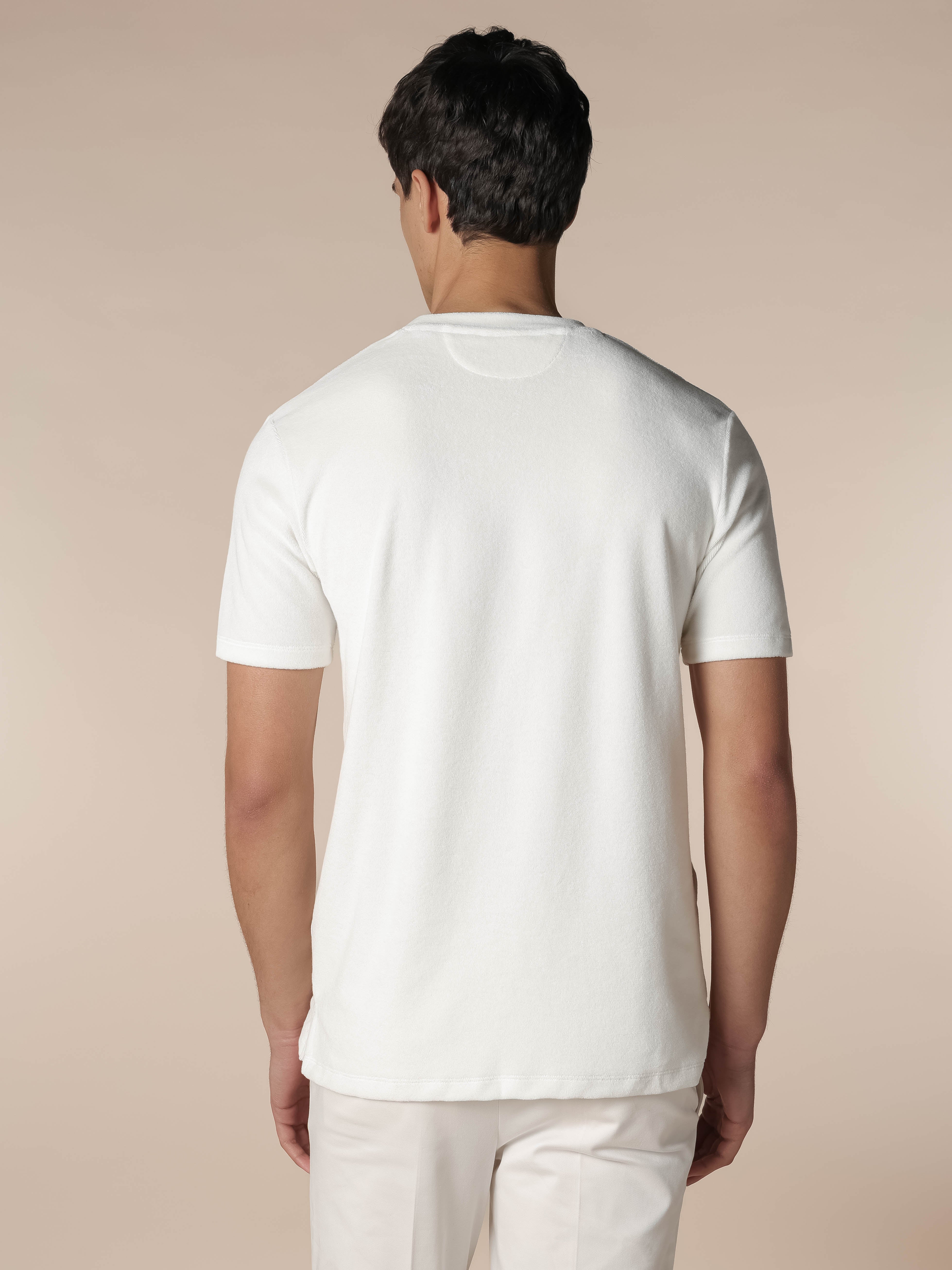 Frottee R-Neck T-Shirt Weiß