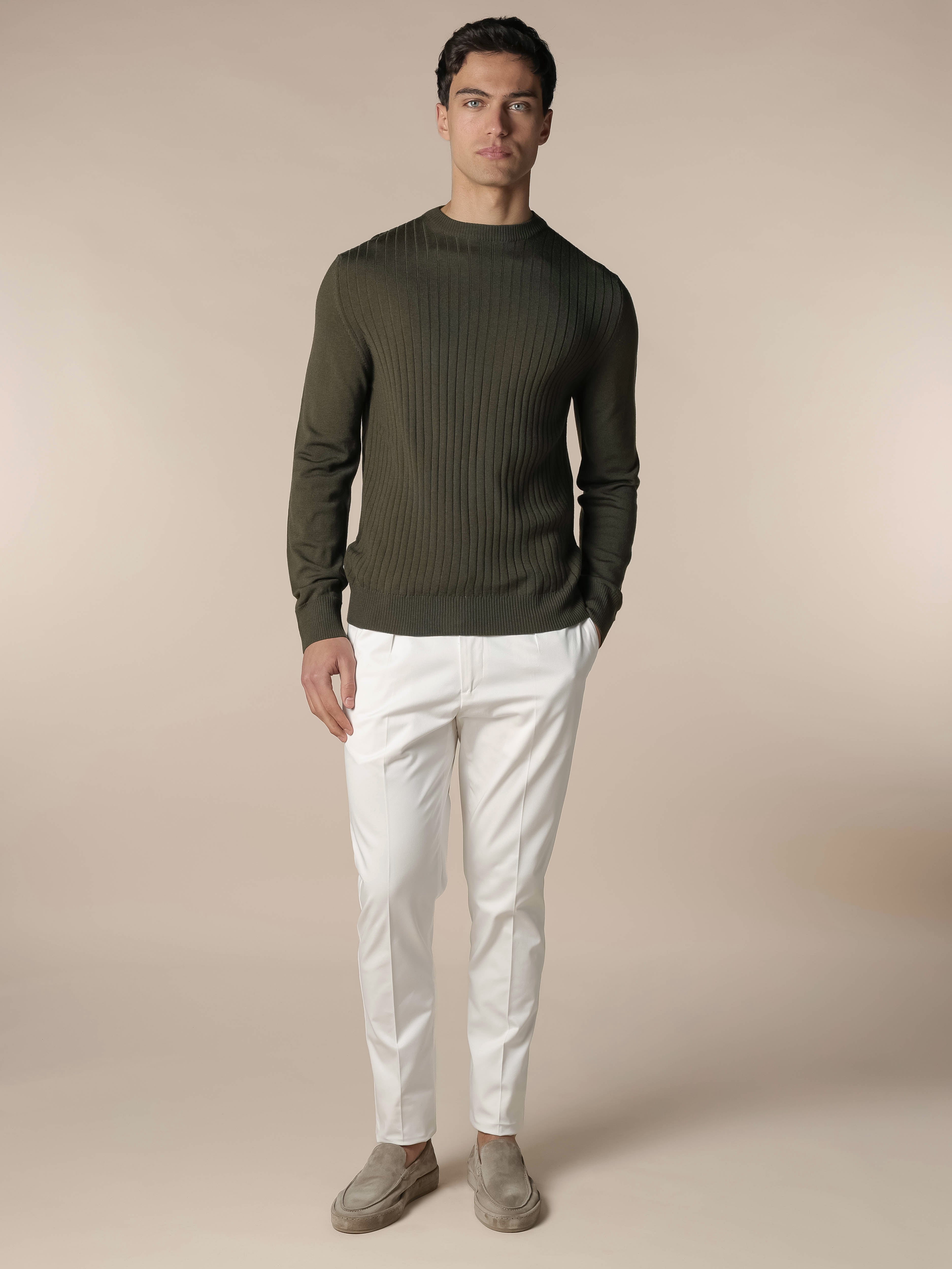 Olive Ribbed City Crew