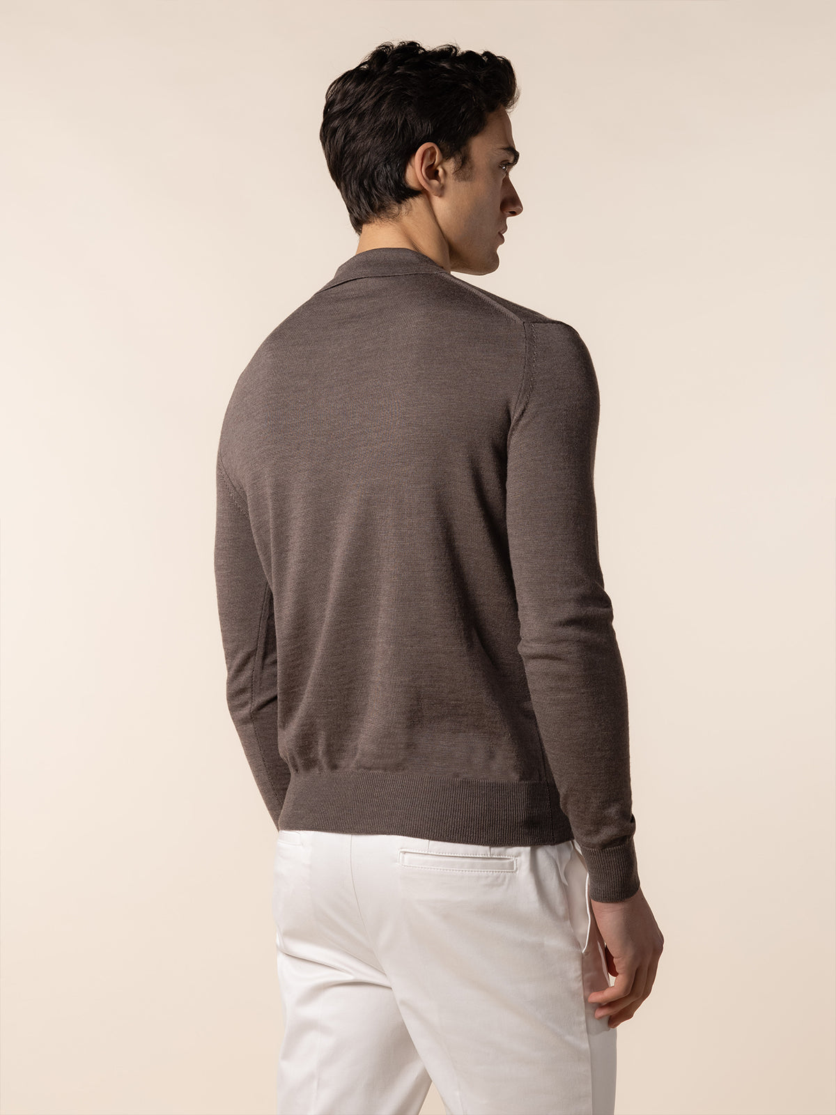 Extrafine Merino Polo Ash Grey