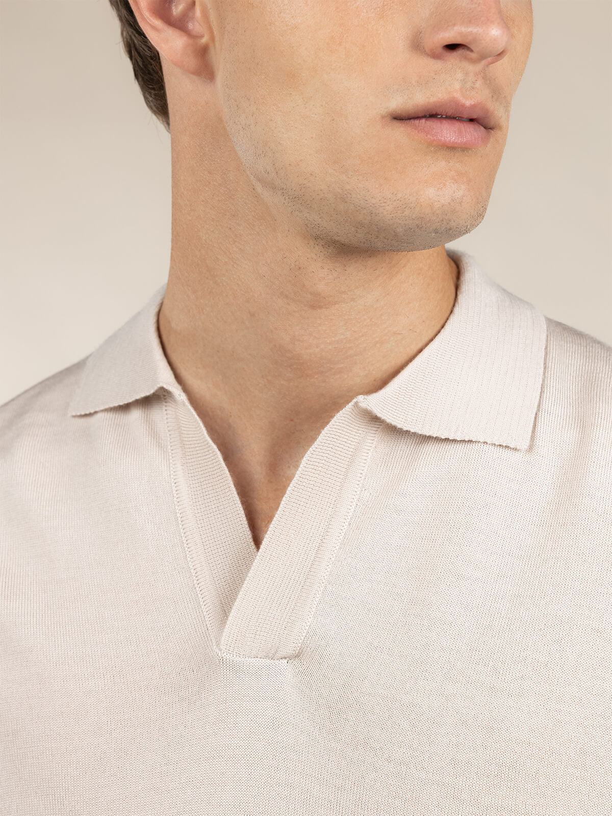 Merino Strickpolo Ecru