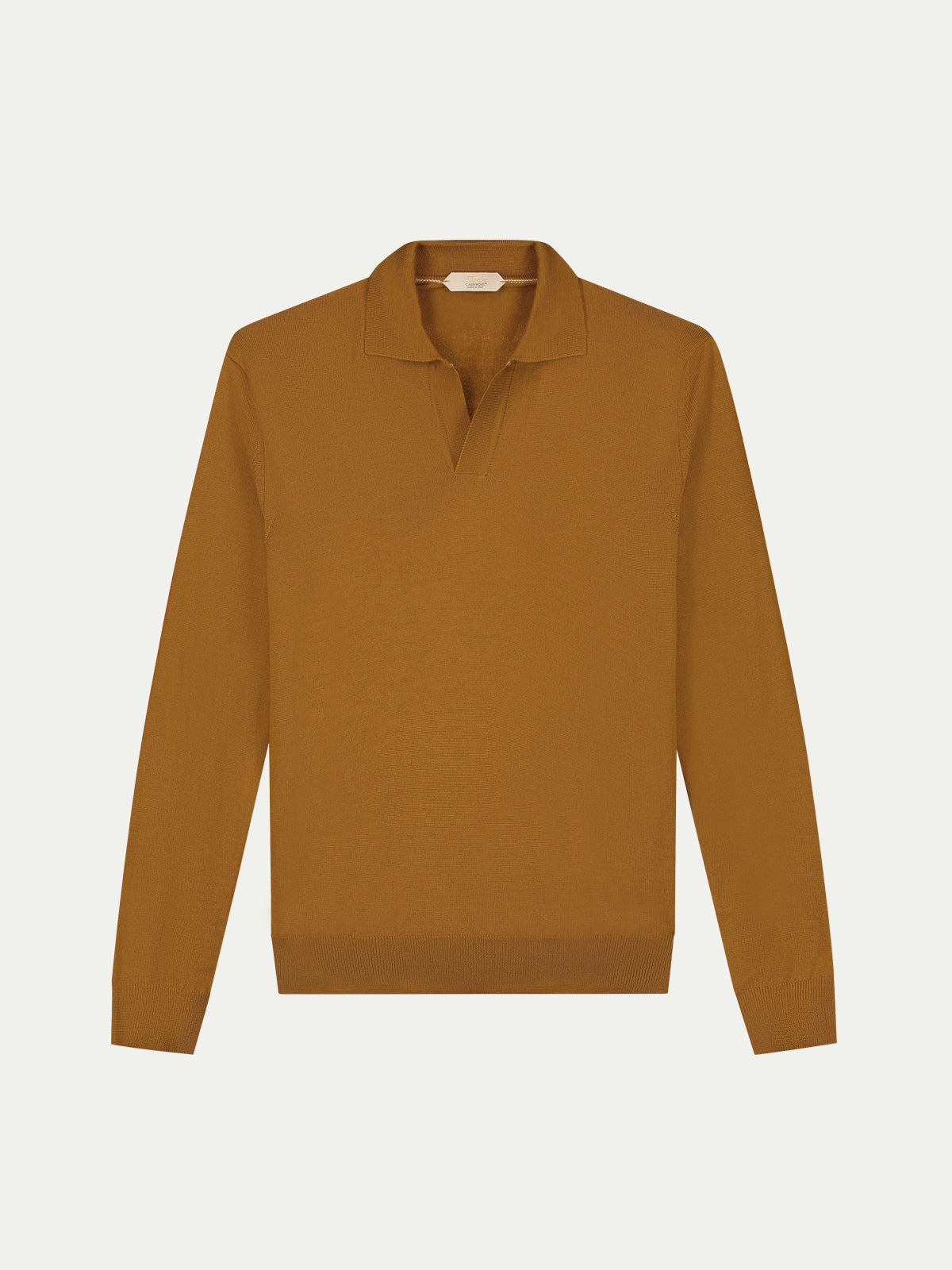 Extrafine Merino Buttonless Polo Saffron