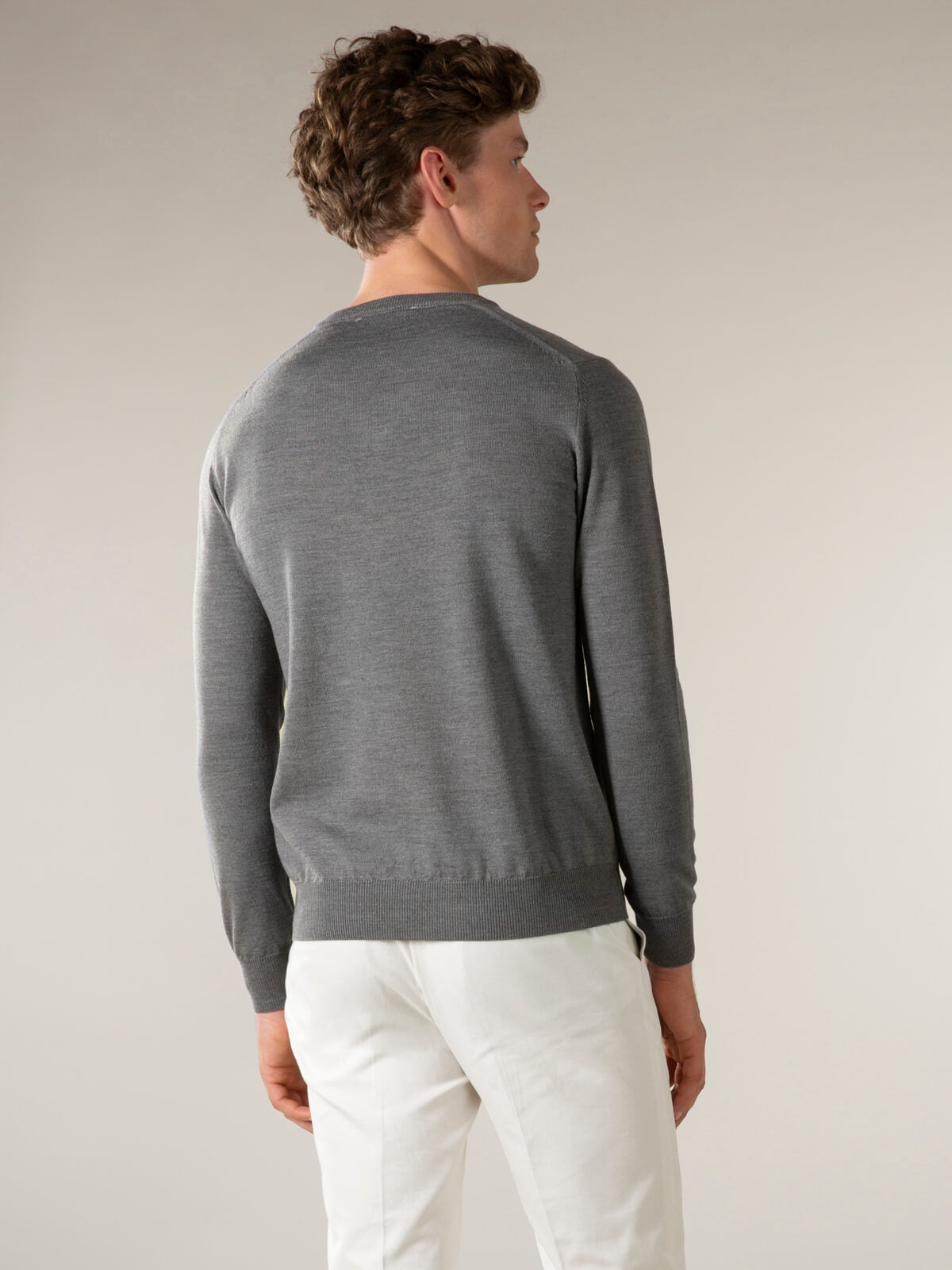 Merino V-Neck Pullover Dunkelgrau