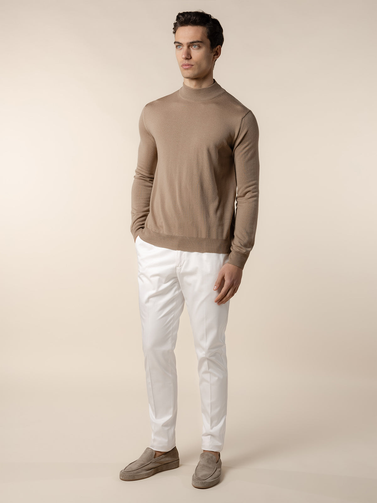 Extrafine Merino Mockneck Hazelnut