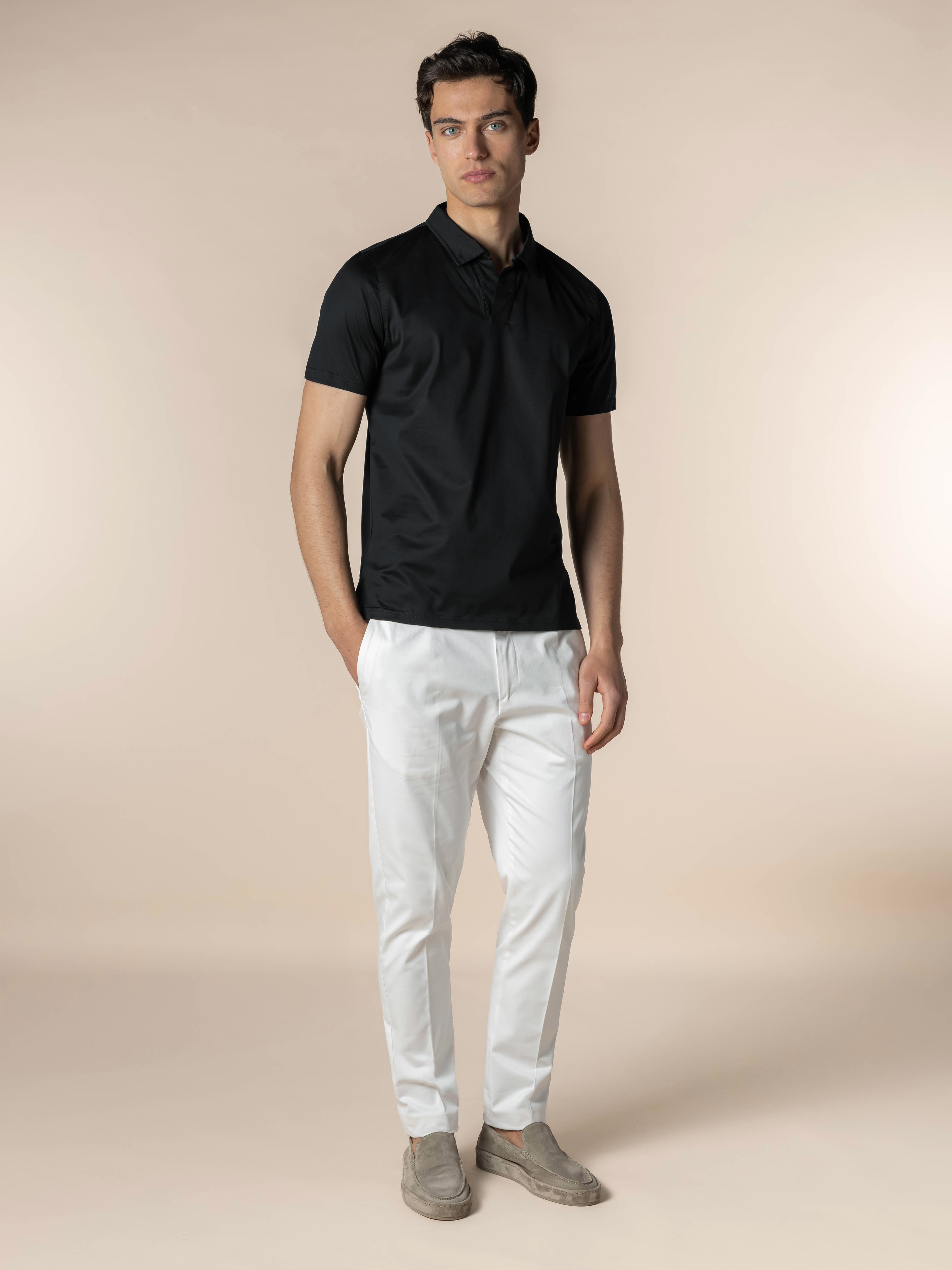 Black Buttonless Polo Shirt