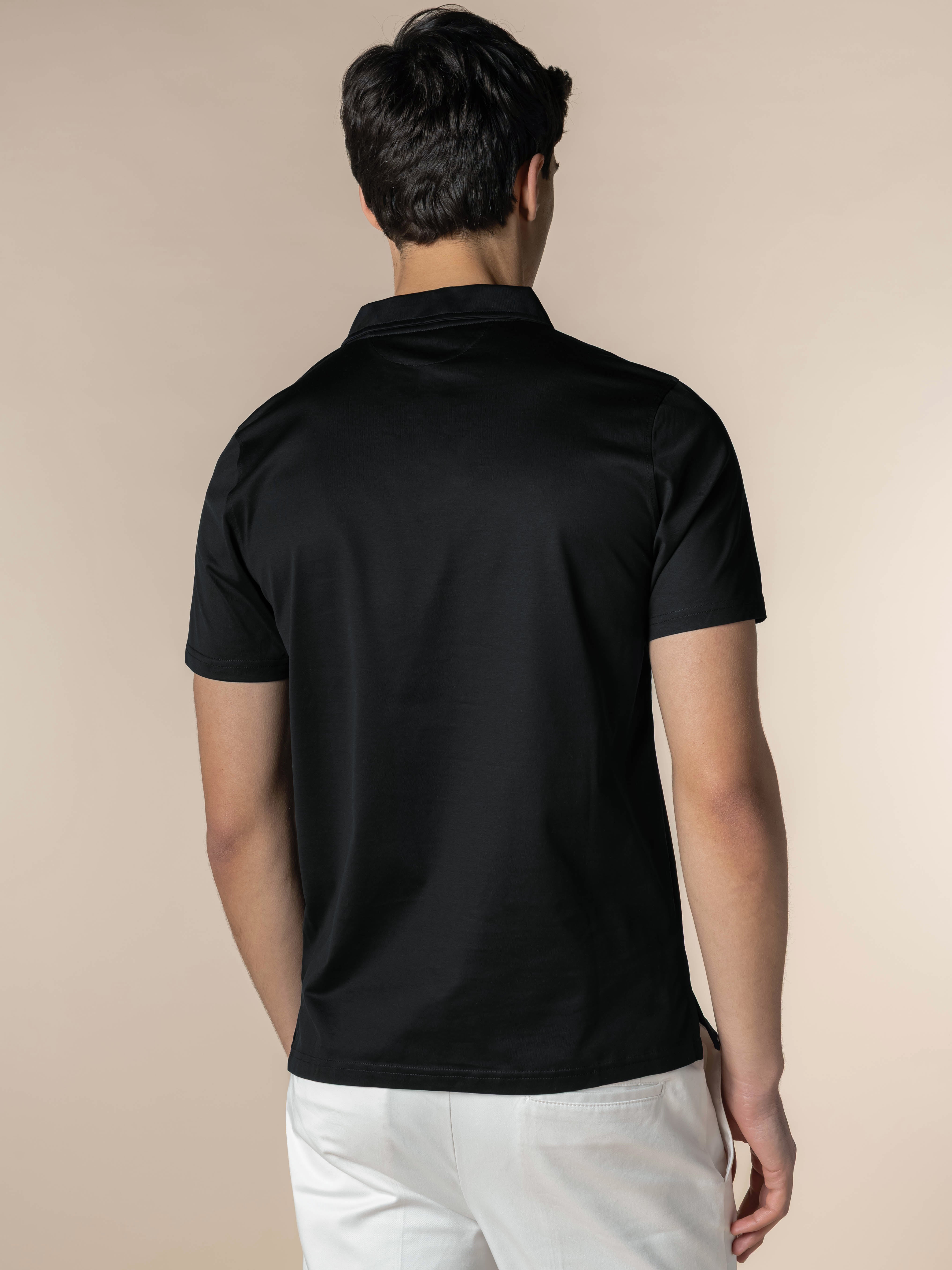Black Buttonless Polo Shirt