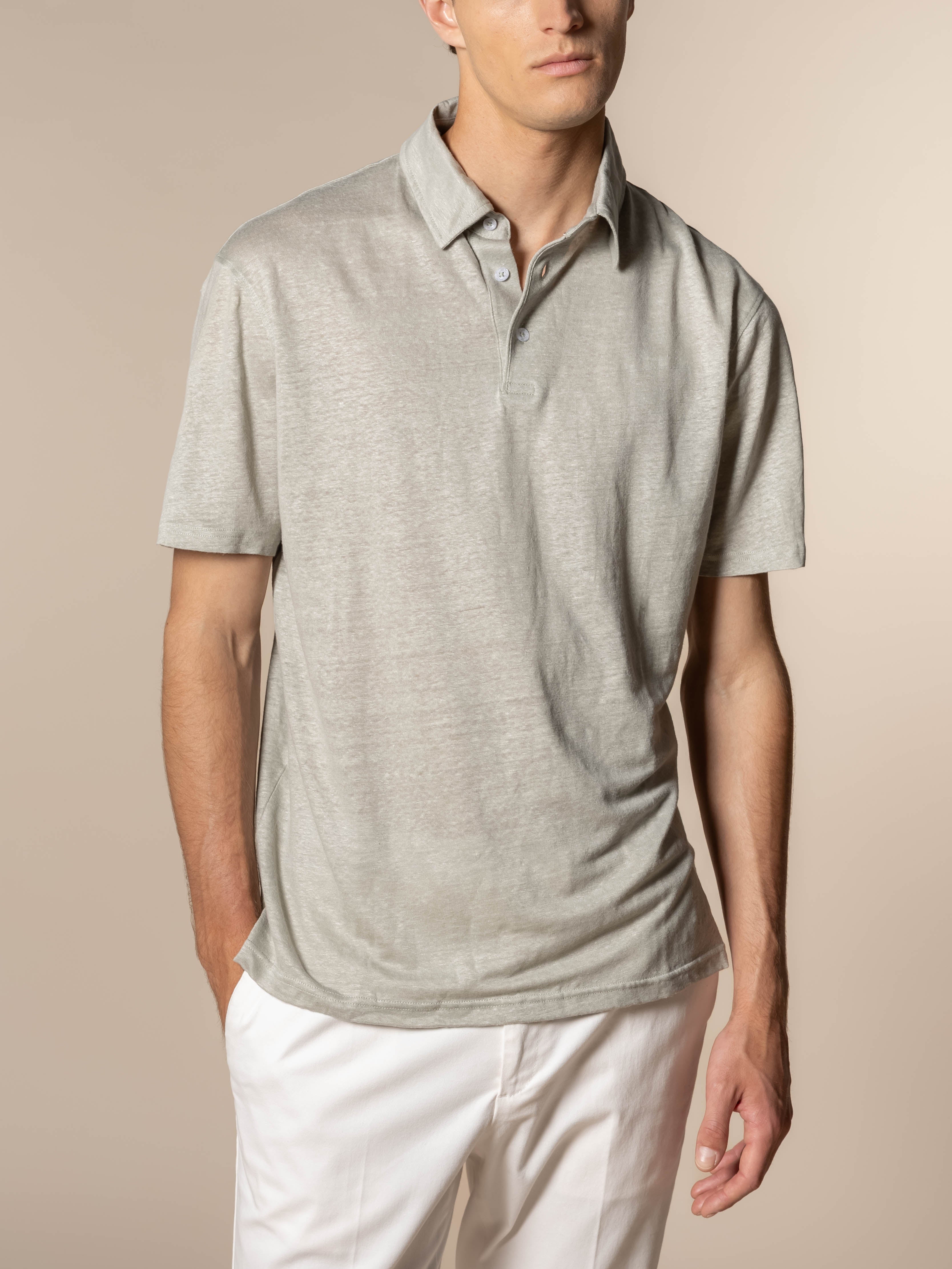 Leisure Green Linen Polo Shirt