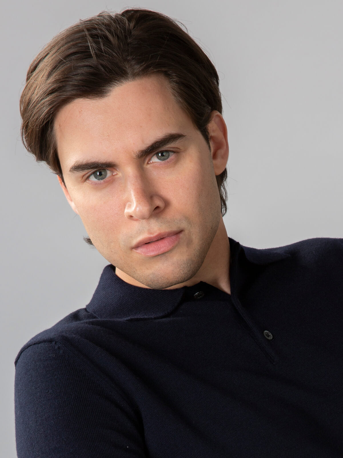 Merino Strickpolo Navy