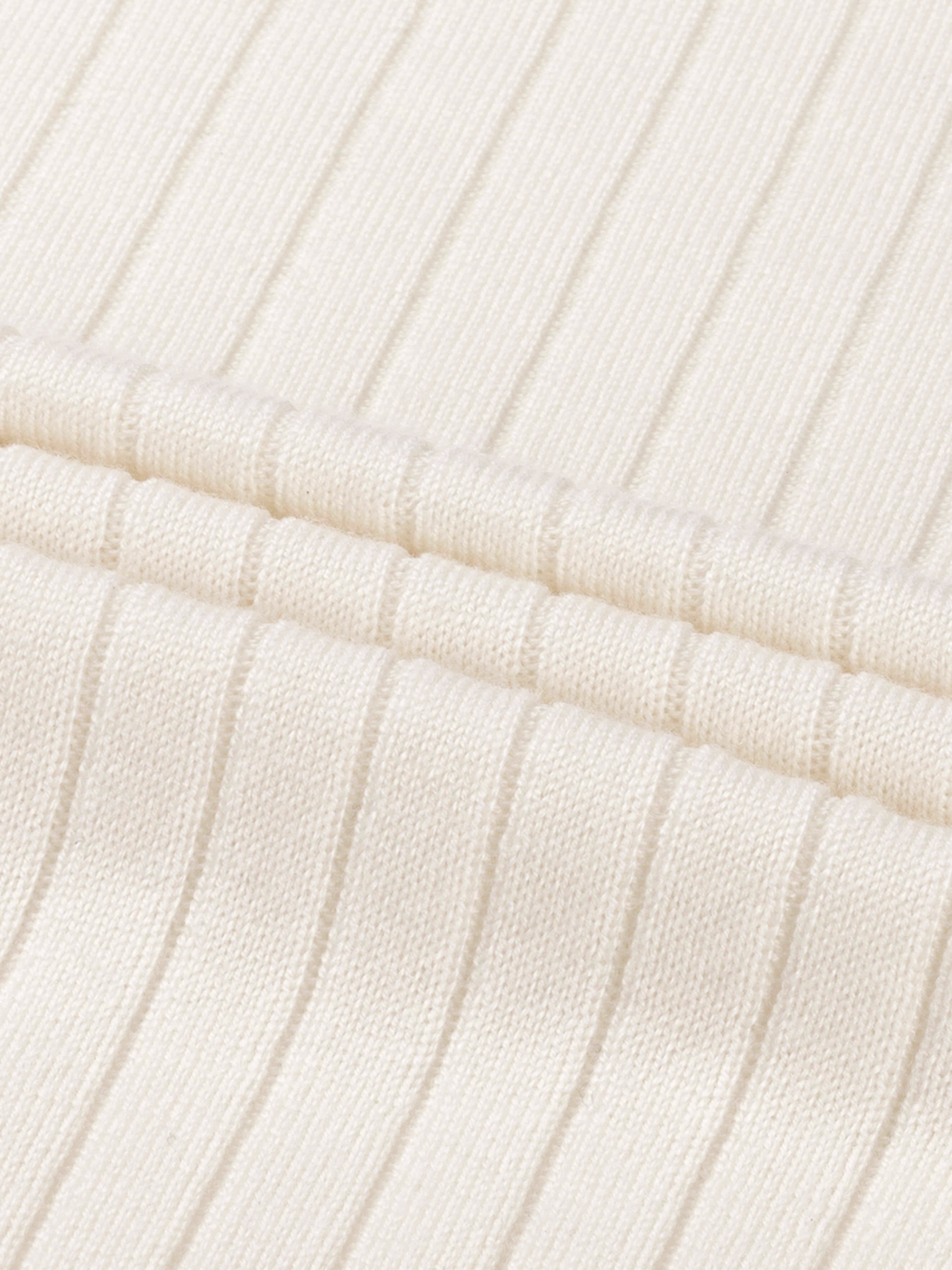 Ribbed Zipper Polo Ivory