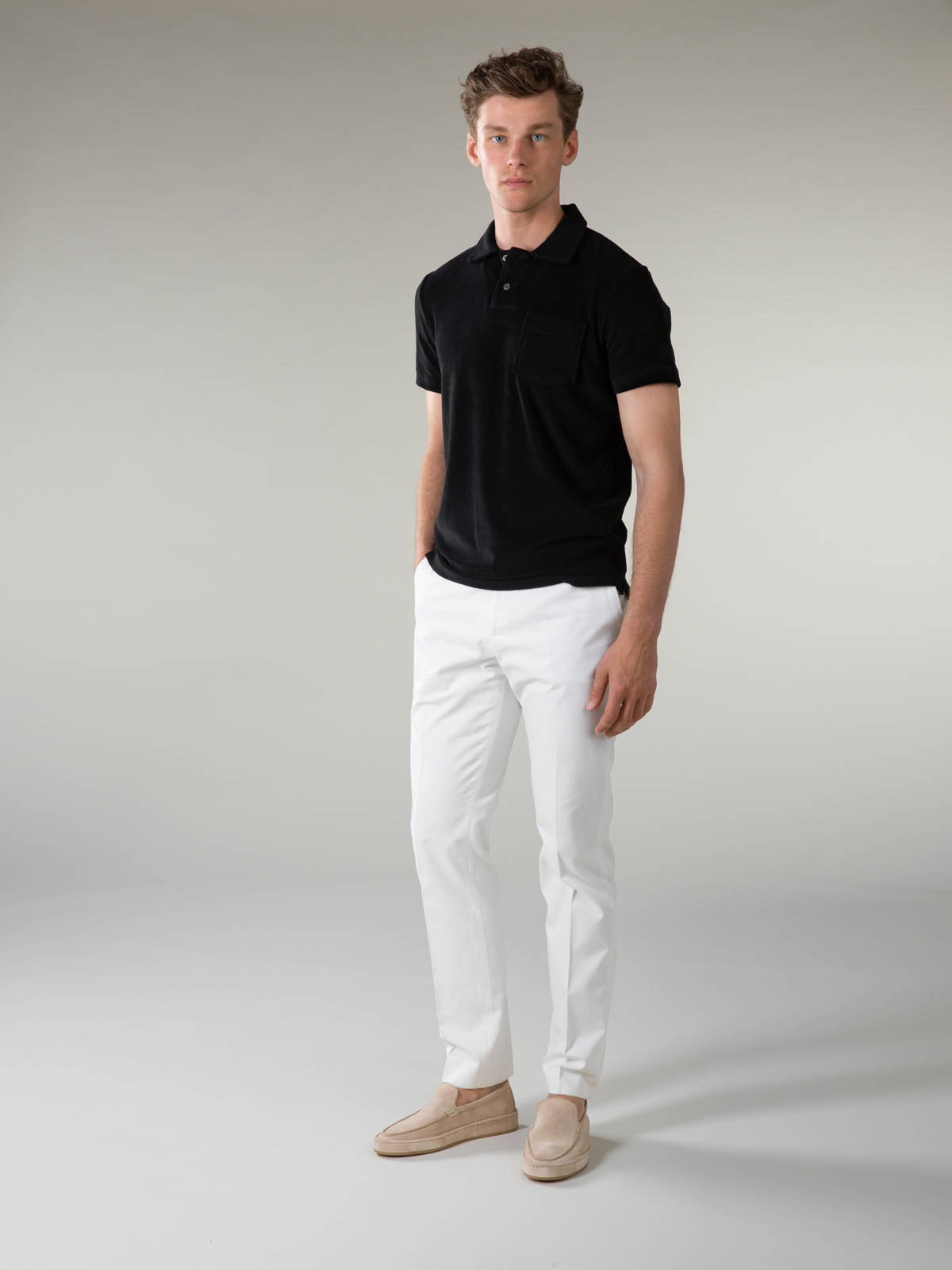 Frottee-Poloshirt 'Terry' Schwarz