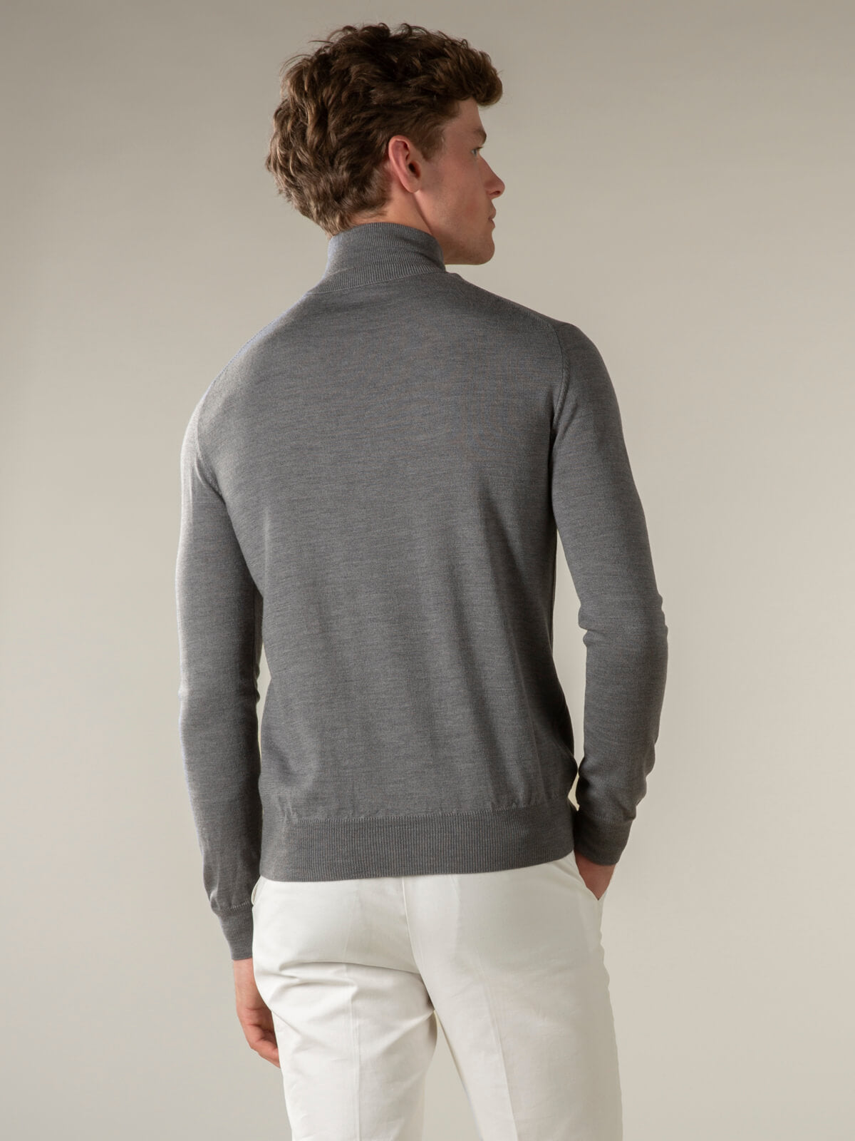 Merino Rollkragenpullover dunkelgrau