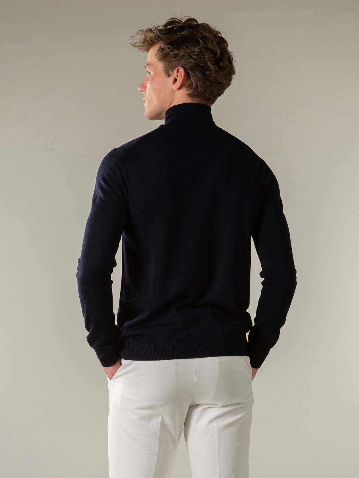 Merino Rollkragenpullover navy
