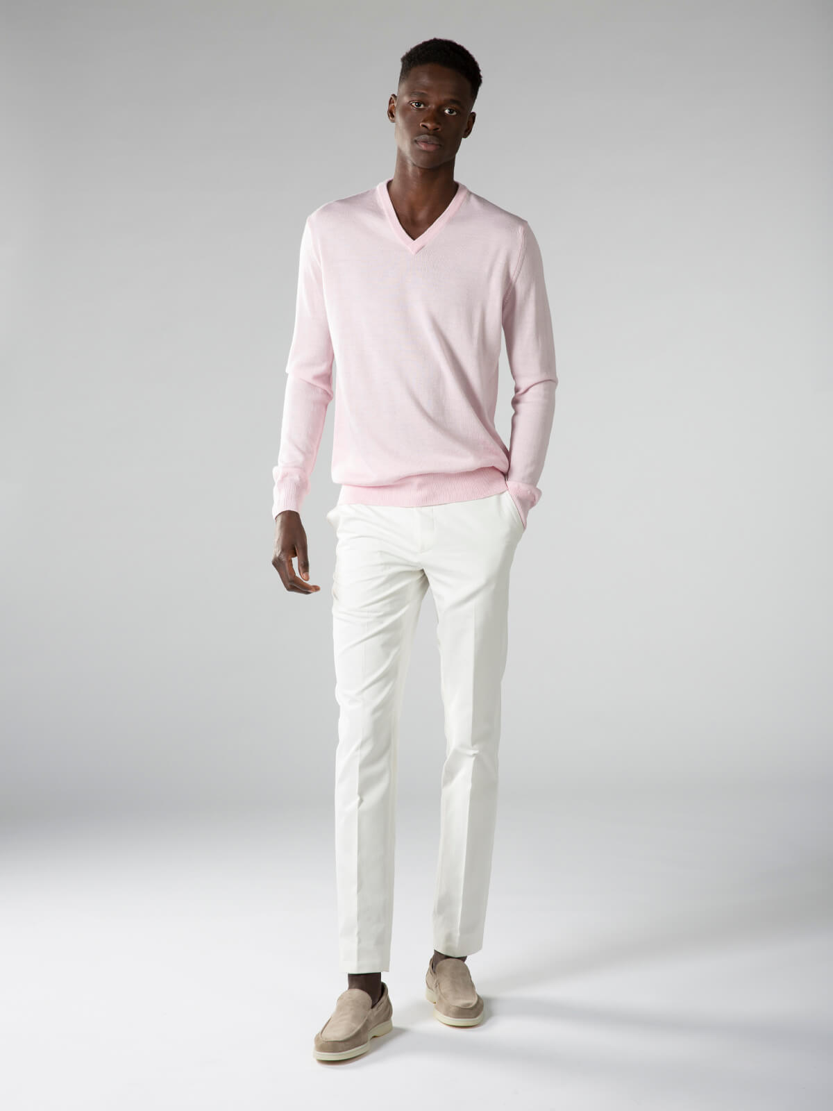 Merino V-Neck Pullover Rosa