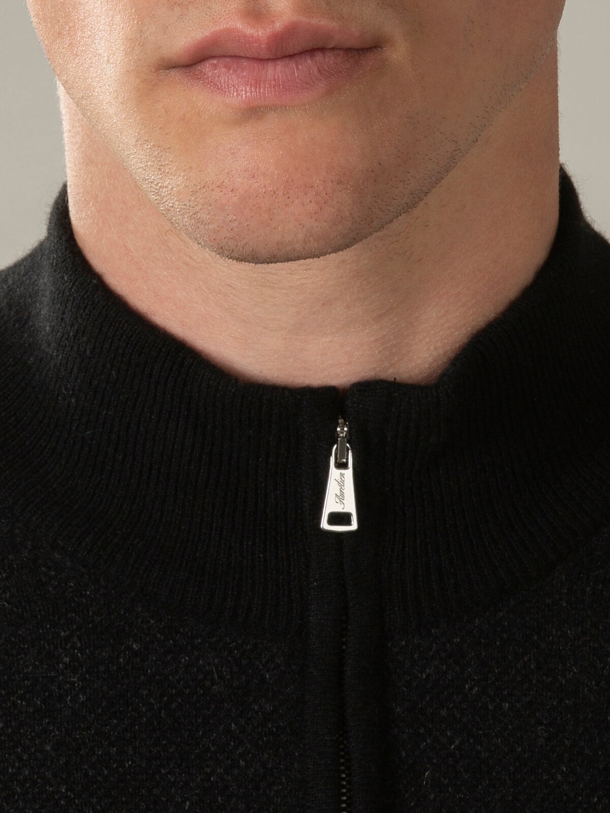 Black Jaquard Zipper Sweater