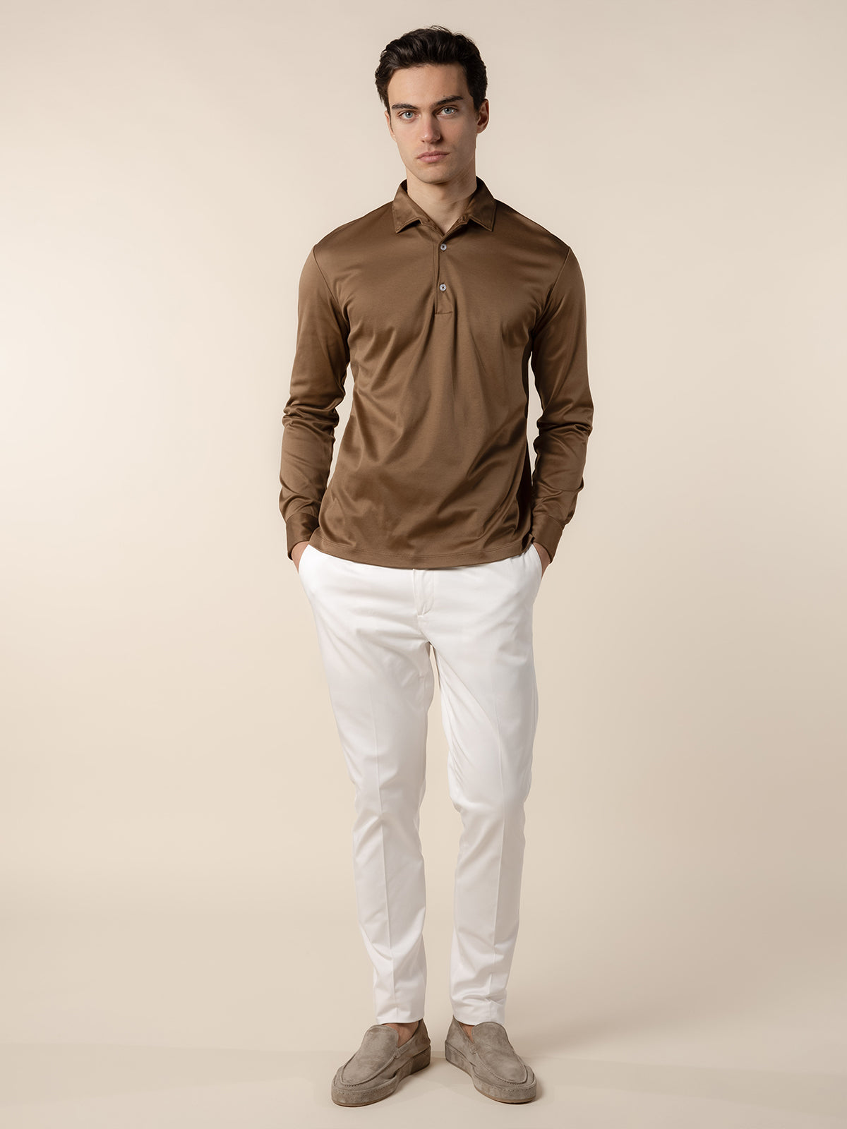 AUR1 Longsleeve Polo Golden Brown
