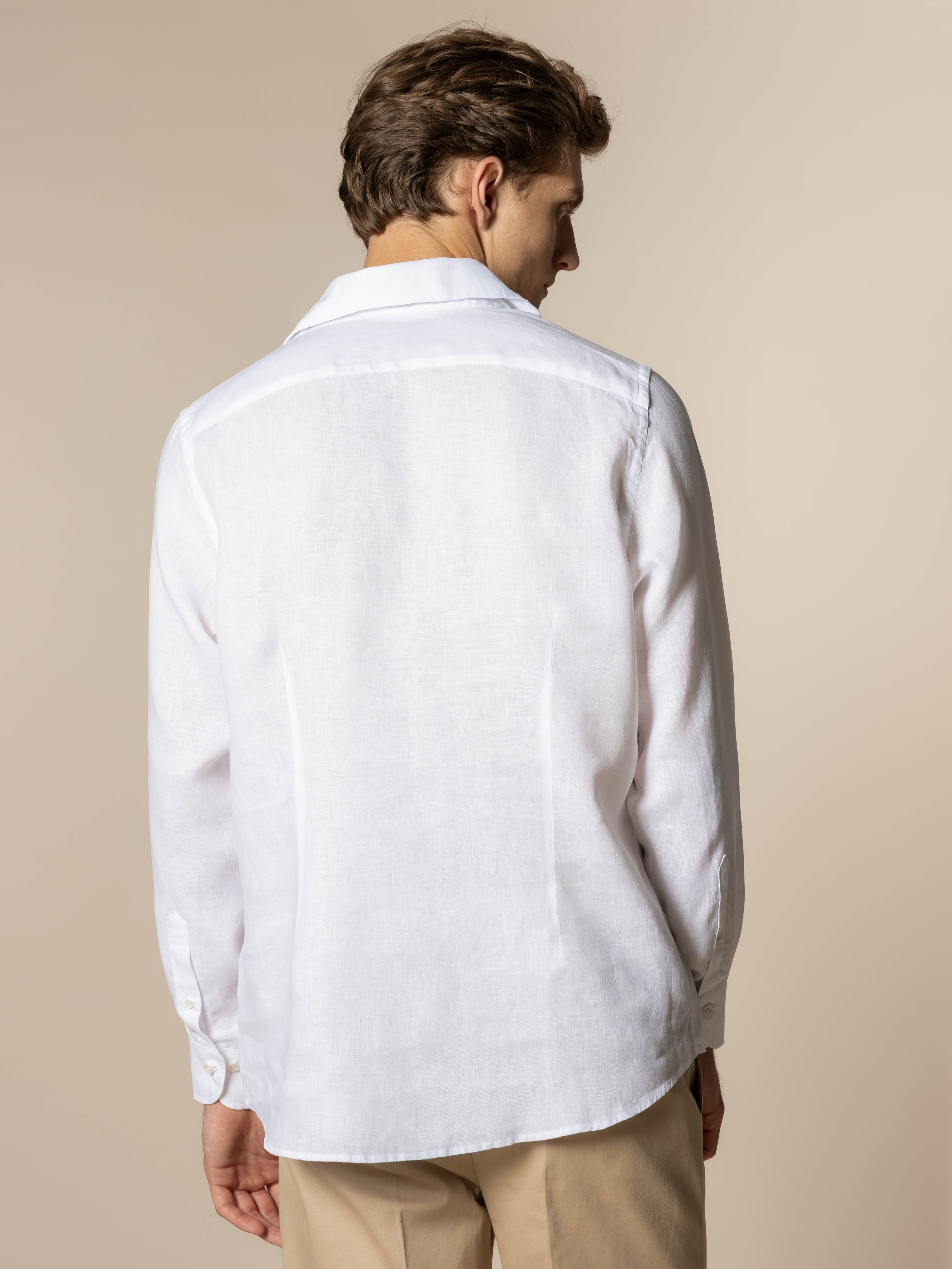 White Linen Pop-over Shirt