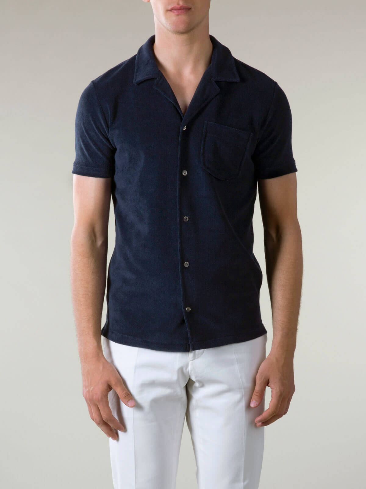 Frottee 'Resort' Hemd Navy