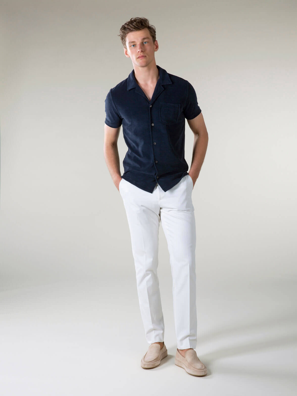 Frottee 'Resort' Hemd Navy