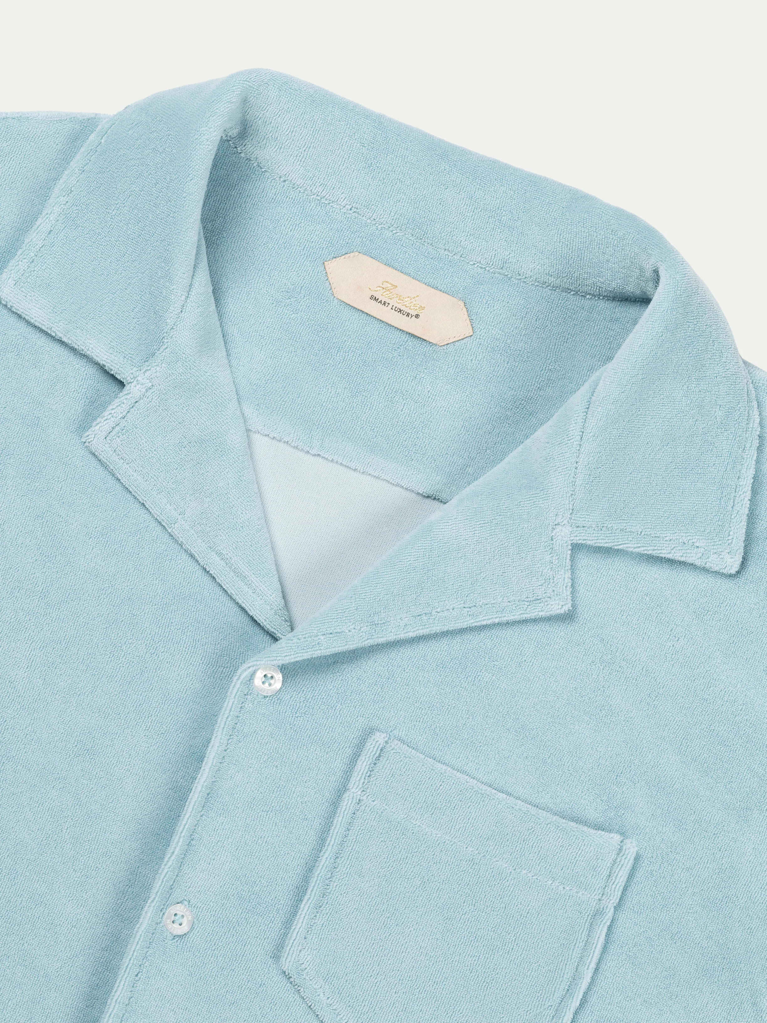 Blue Turquoise Terry Towelling Resort Shirt