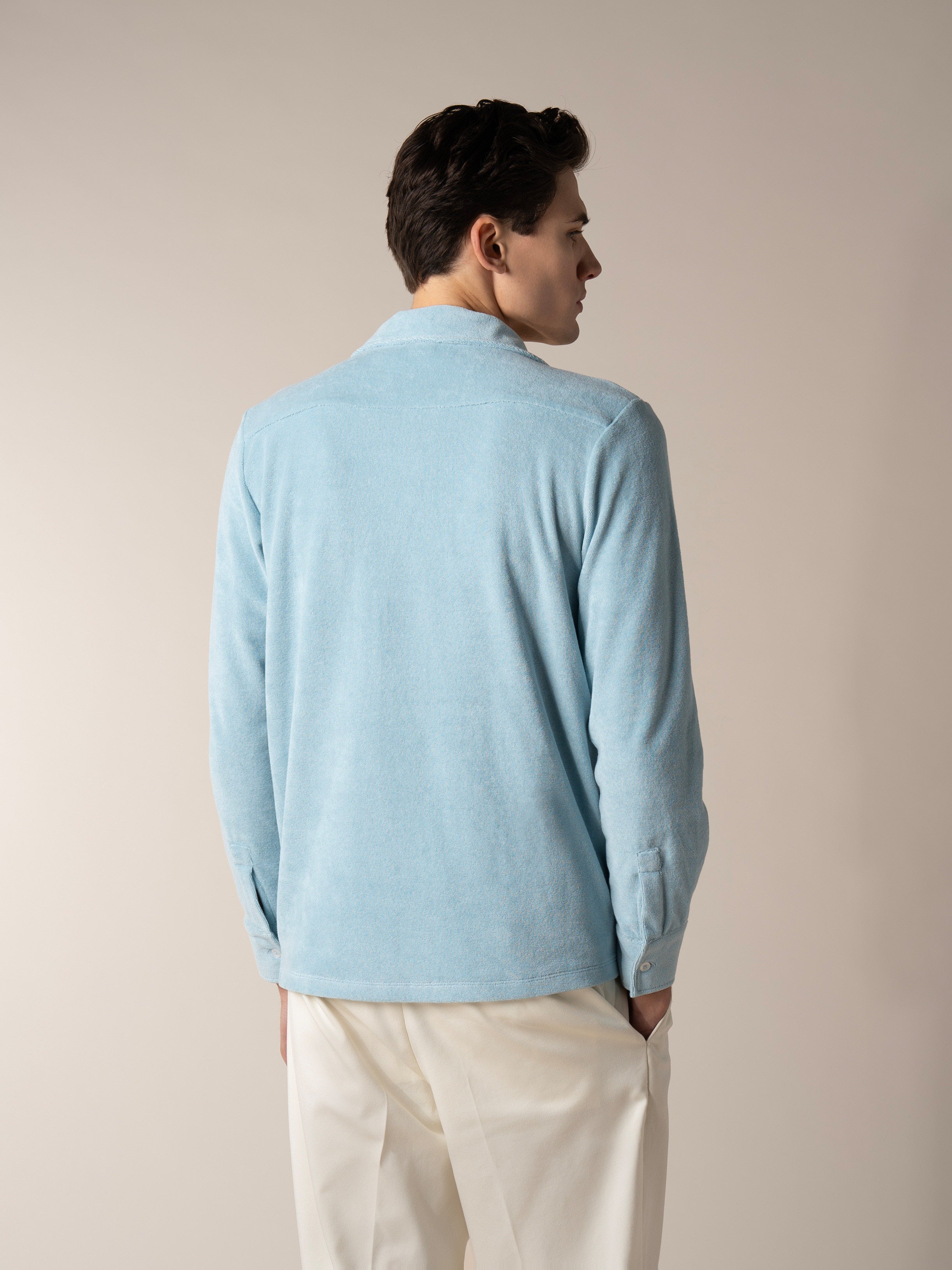 Blue Turquoise Terry Towelling Resort Shirt
