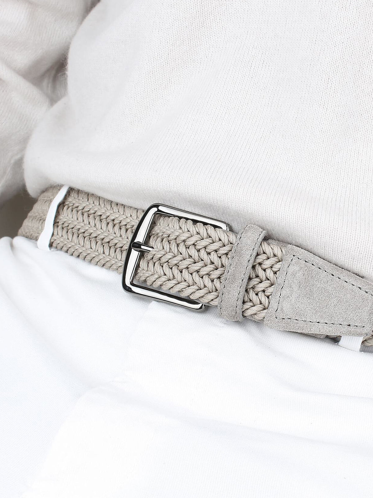 Light Grey Waxed Cotton Belt Aurelien