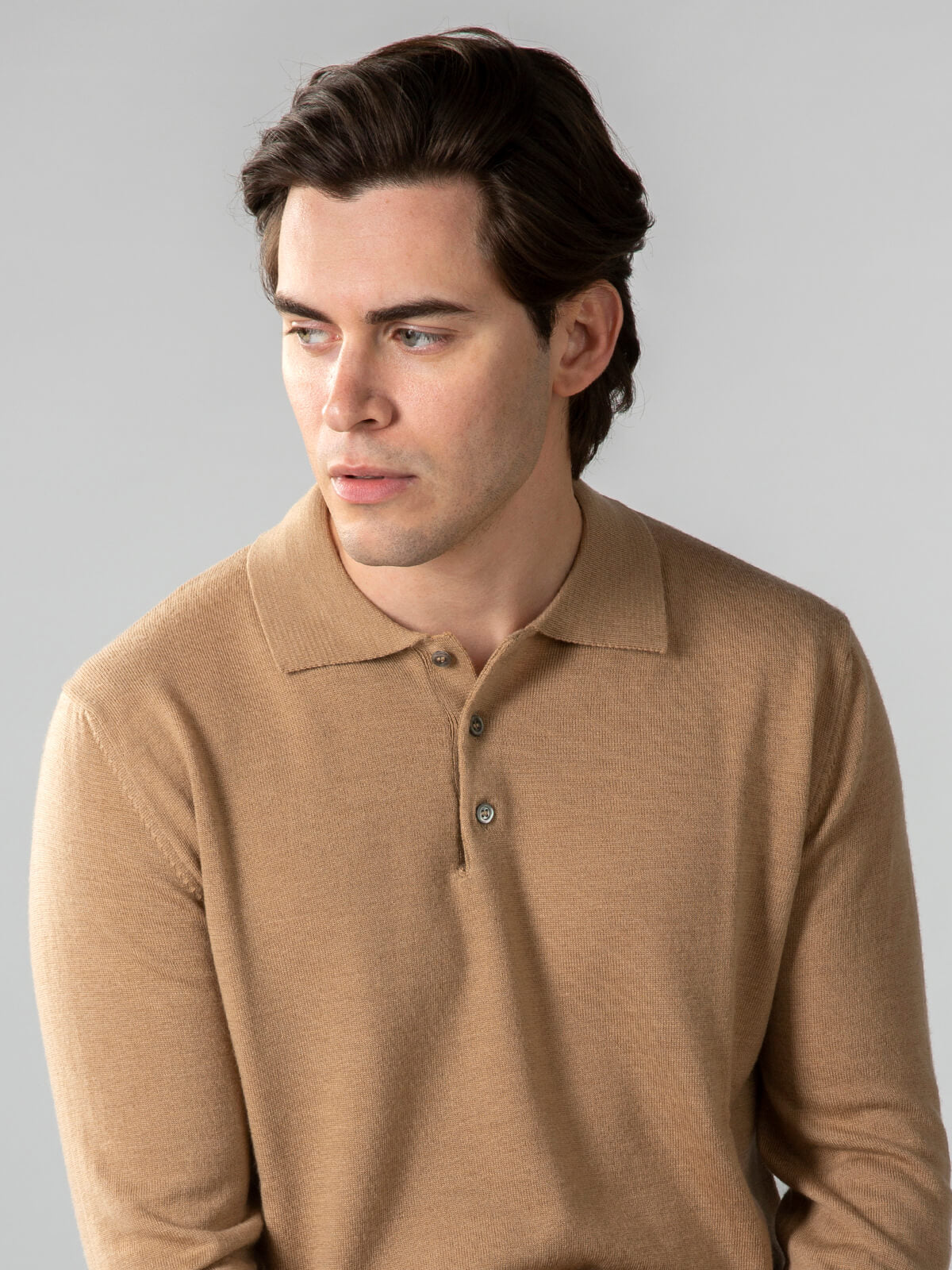 Merino Strickpolo Beige
