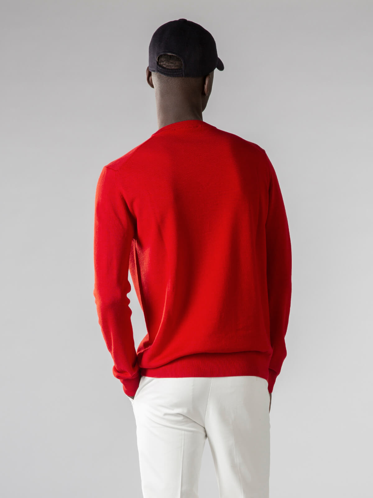 Merino V-Neck Pullover Rot