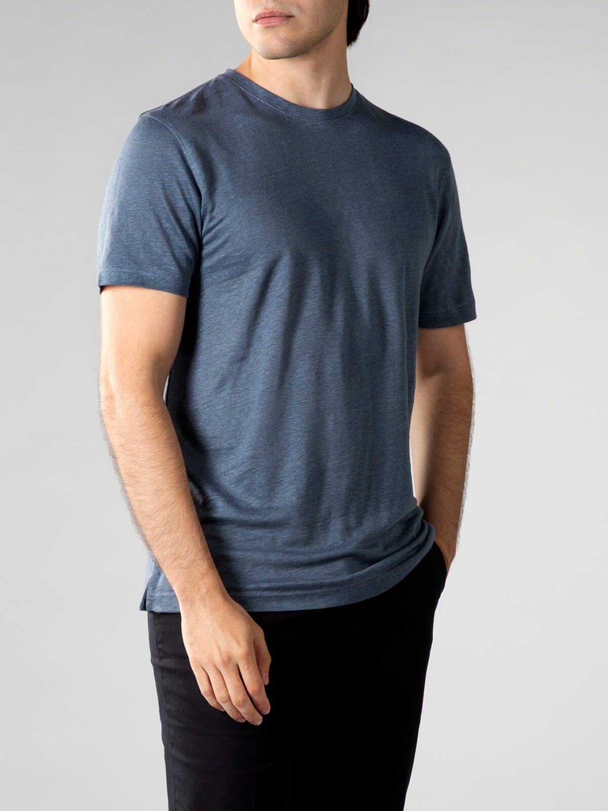 Leinen T-Shirt Stahlblau