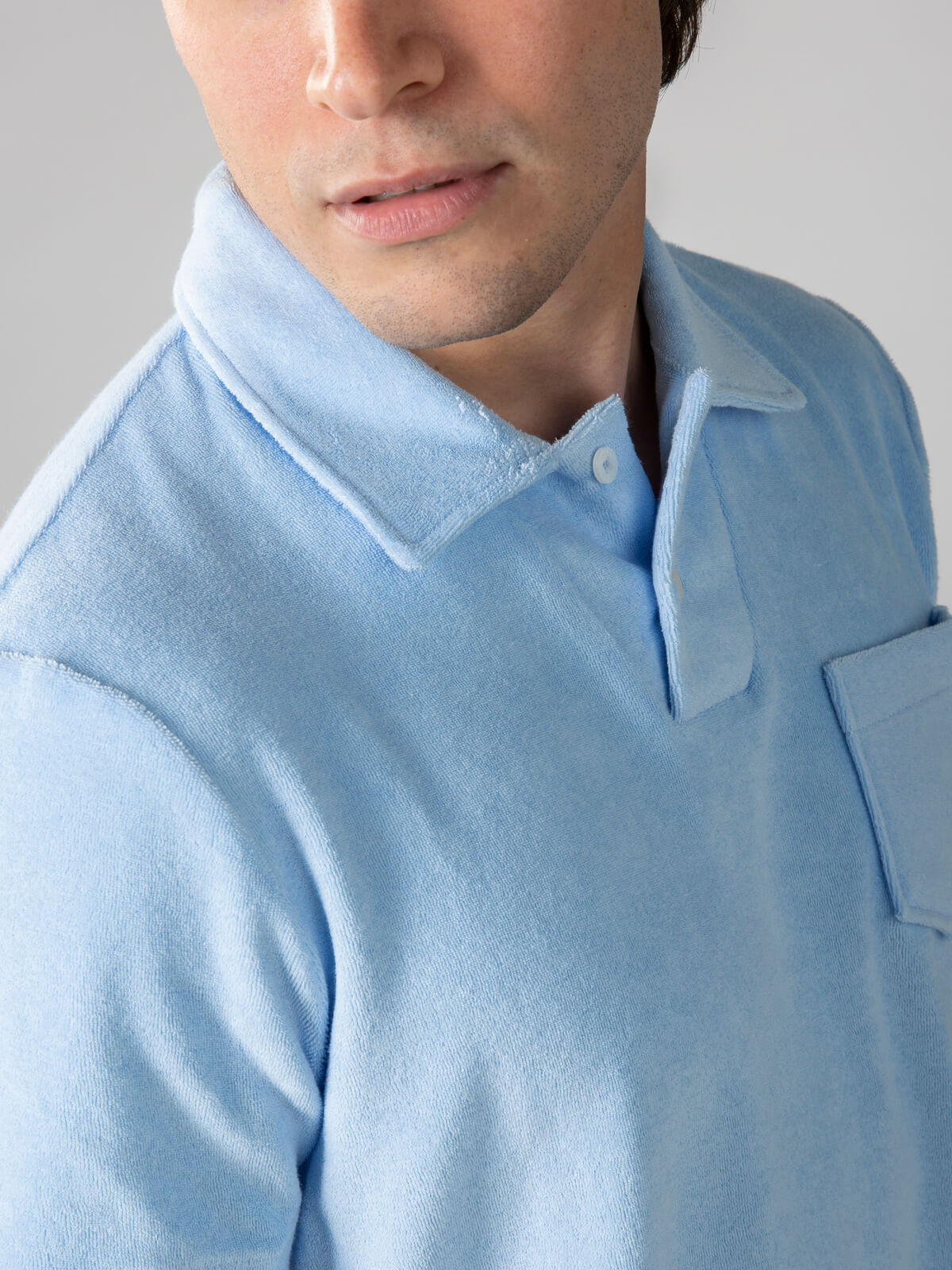 Frottee-Poloshirt 'Terry' Hellblau