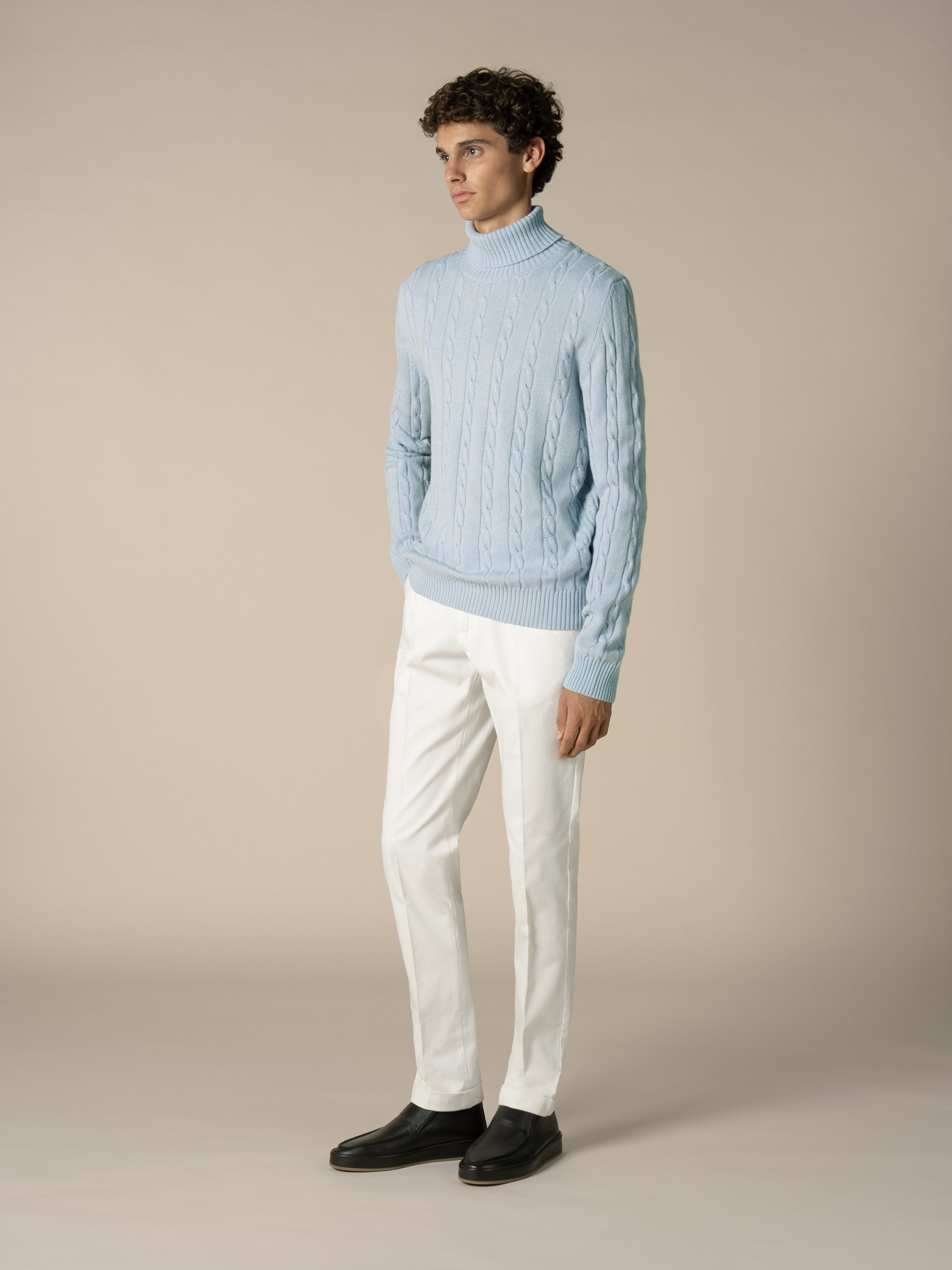 Dolcevita Cable Knit Sweater Baby Blue