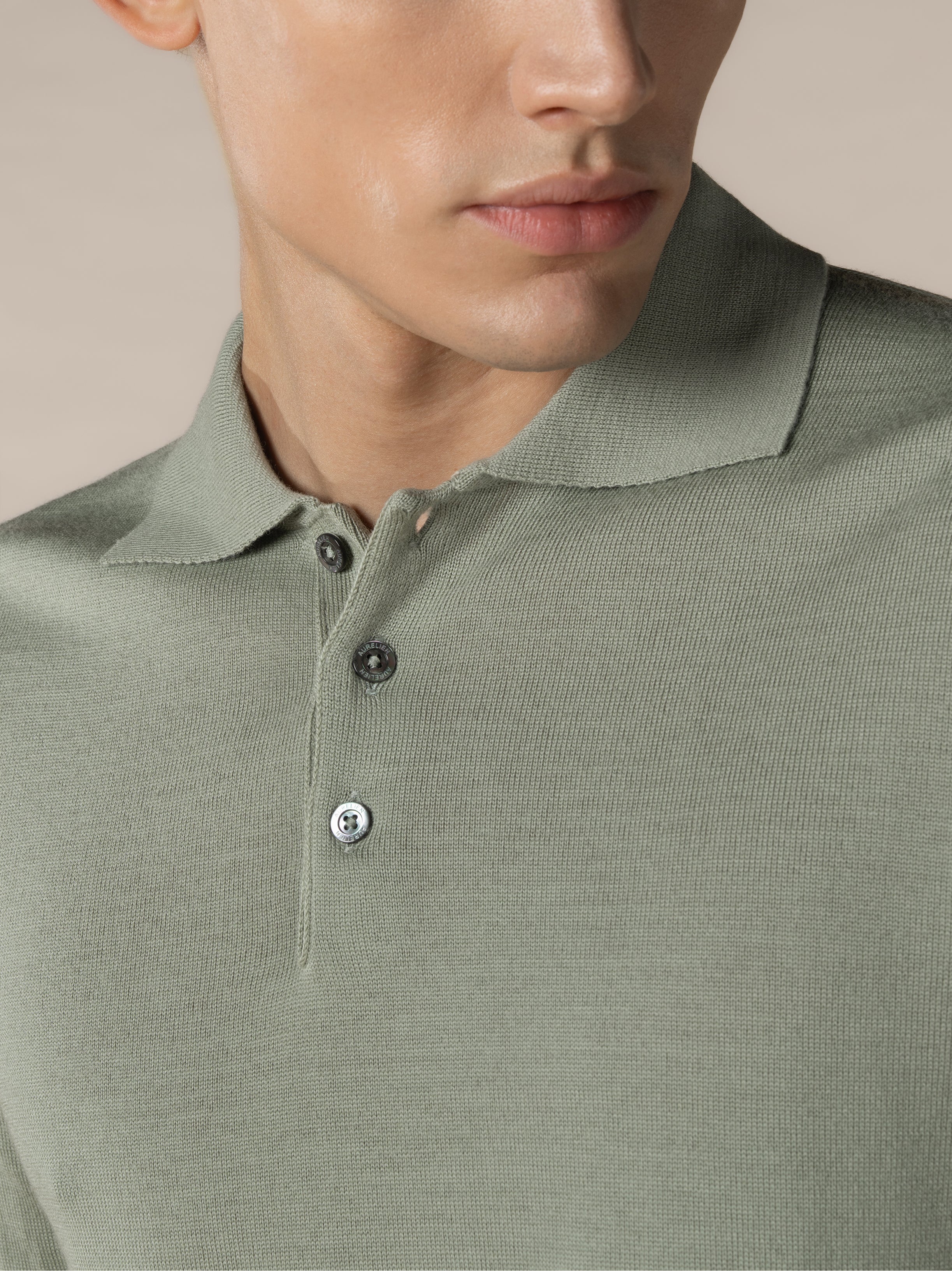 Extrafine Merino Polo Pistache