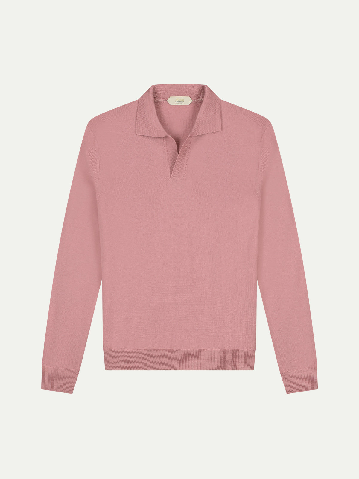 Extrafine Merino Buttonless Polo Dusty Pink