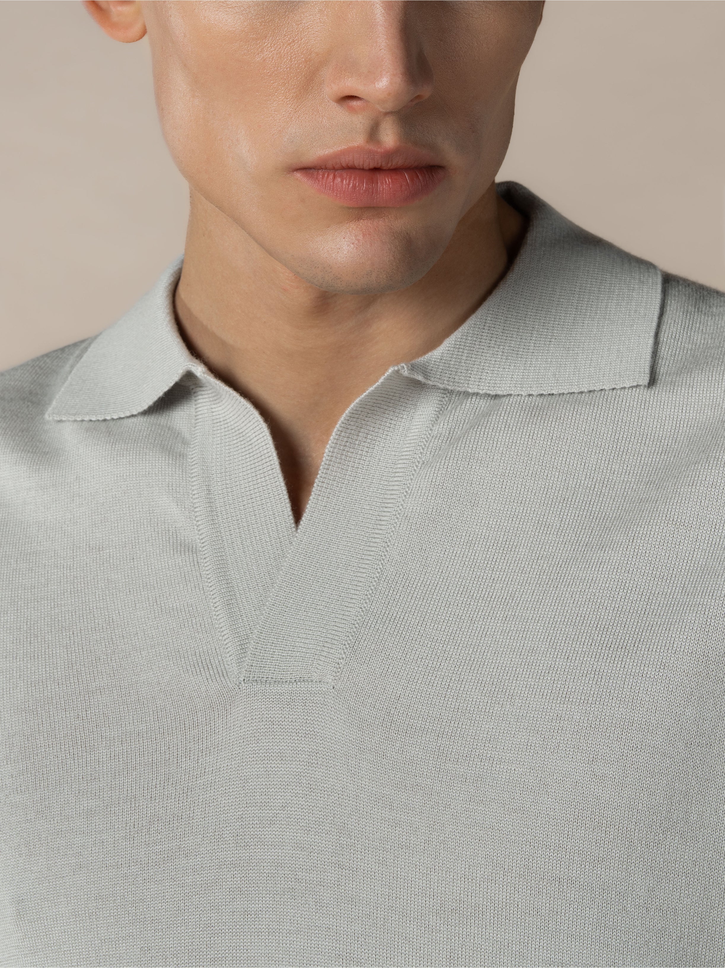 Shortsleeve Buttonless Polo Classic Grey