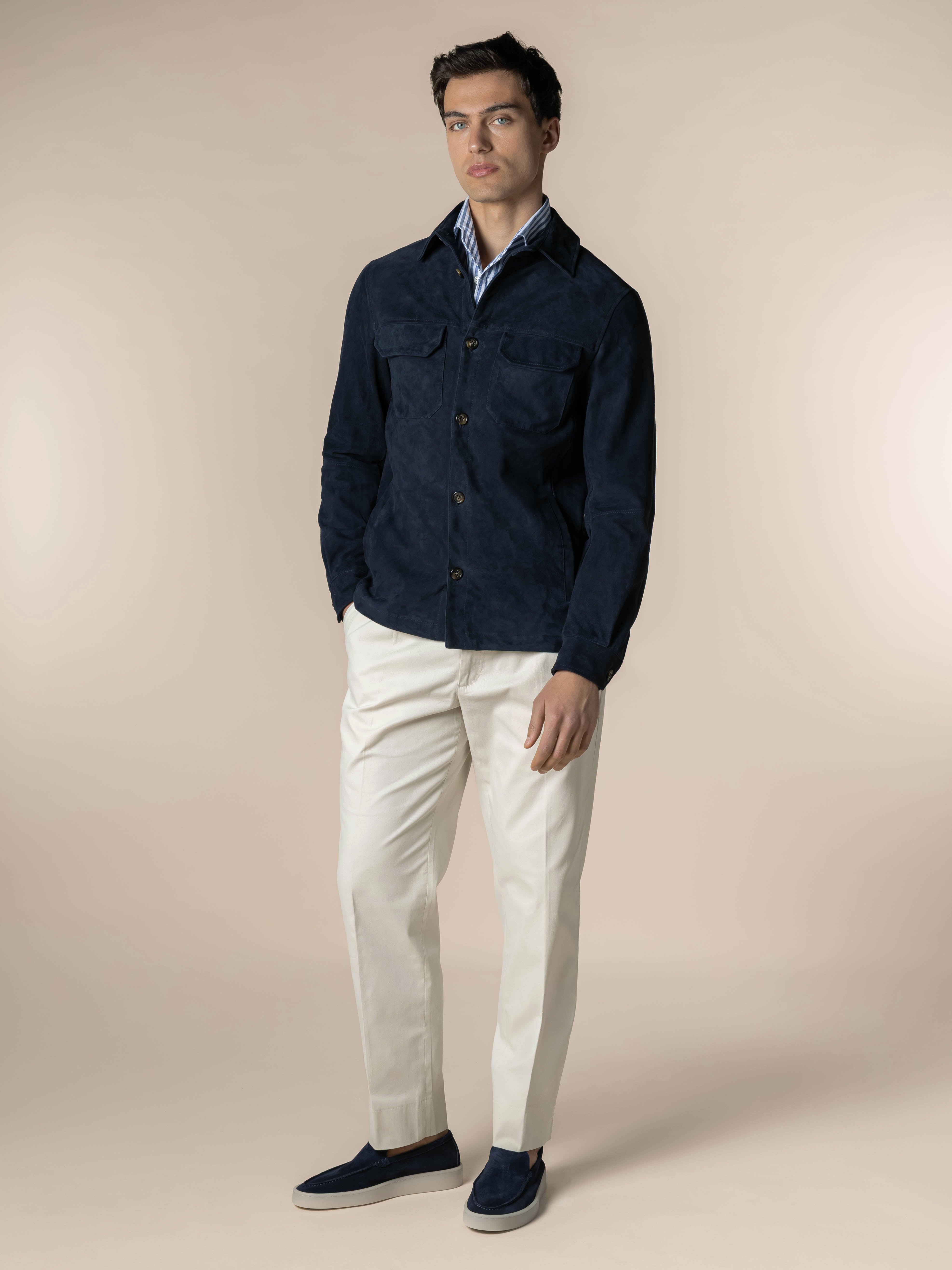 Navy Suede Overshirt