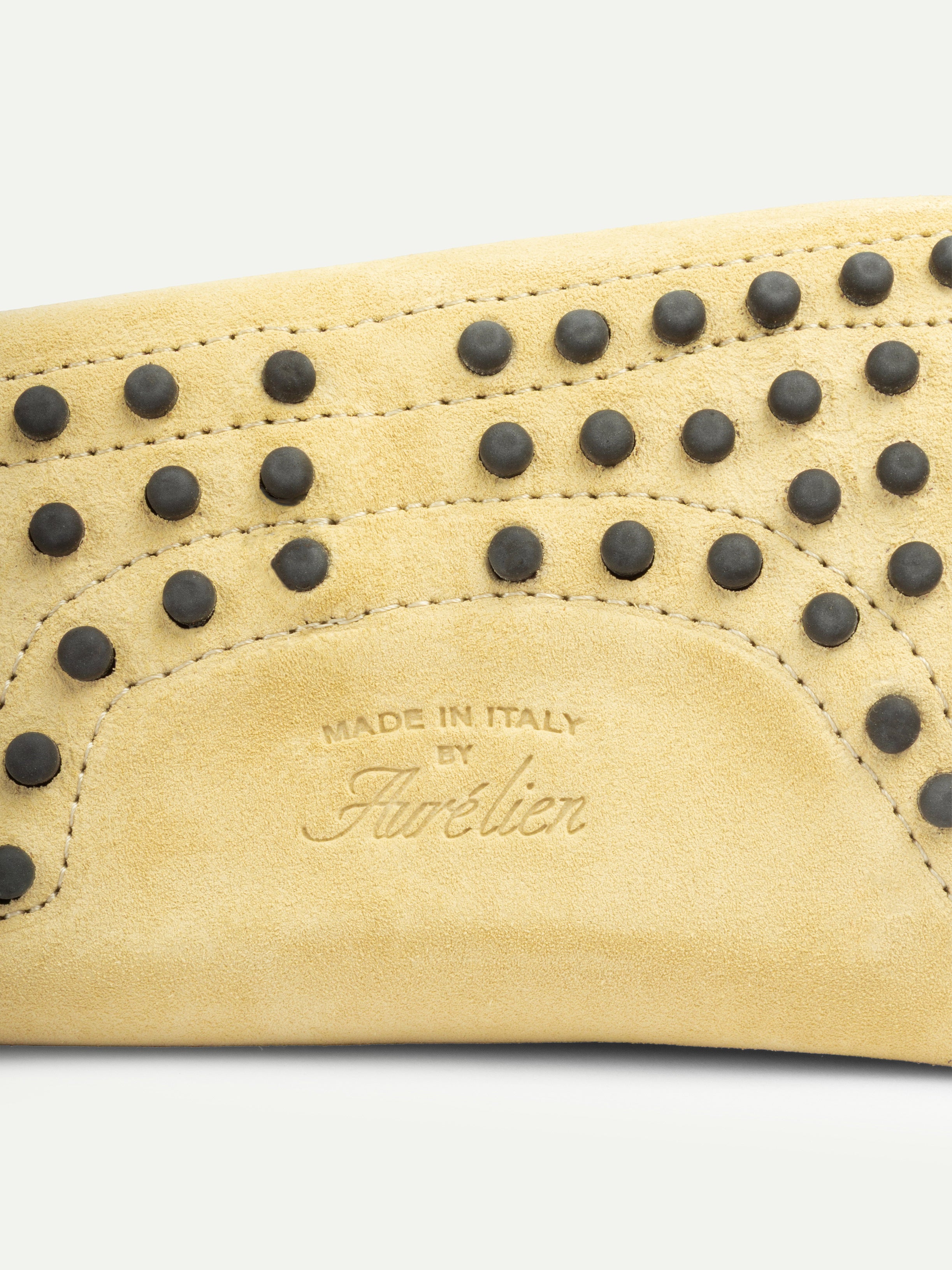 Light Yellow Suede Driving Shoes