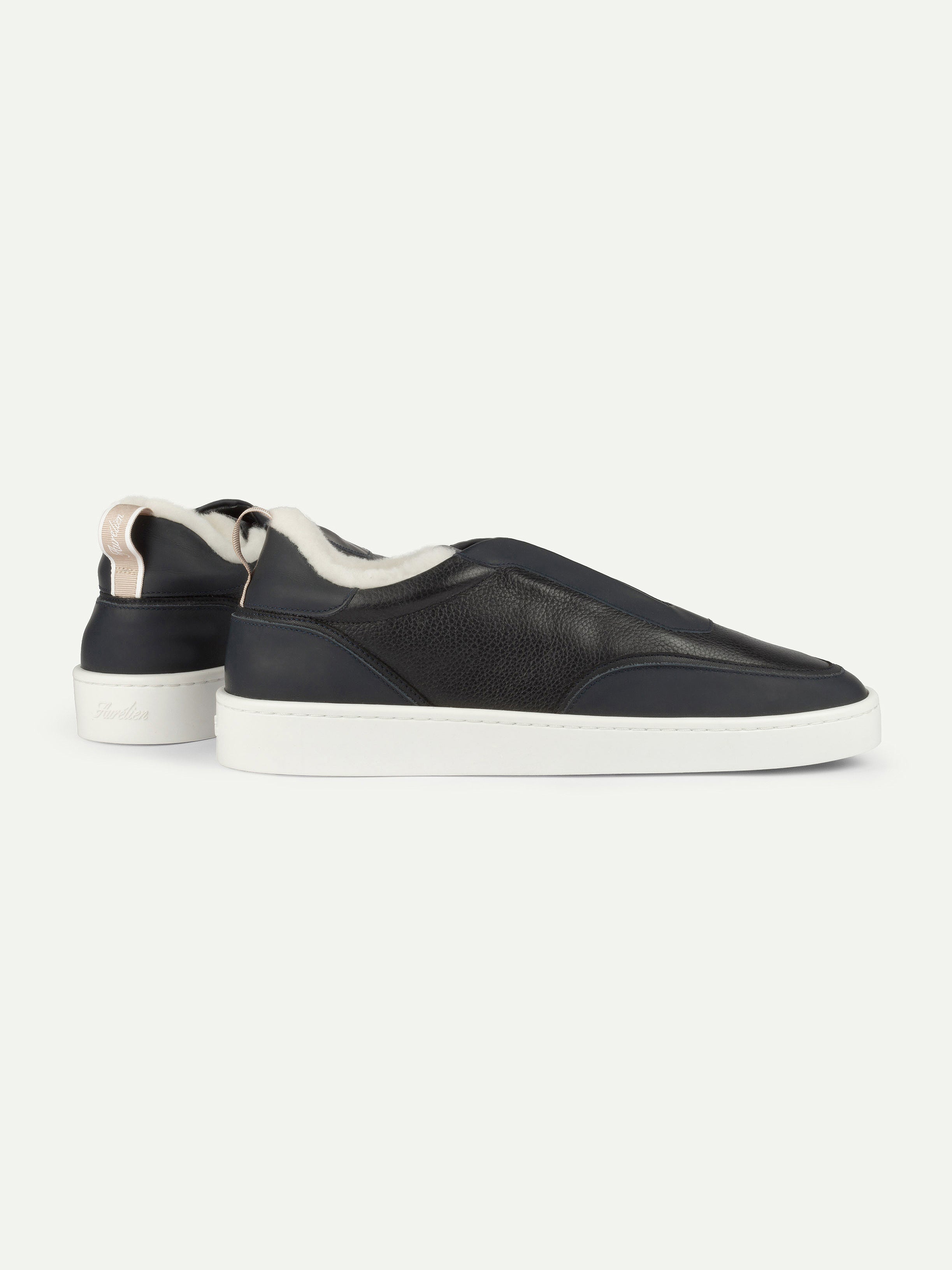 Navy Leisure Sneaker Grain with Fur