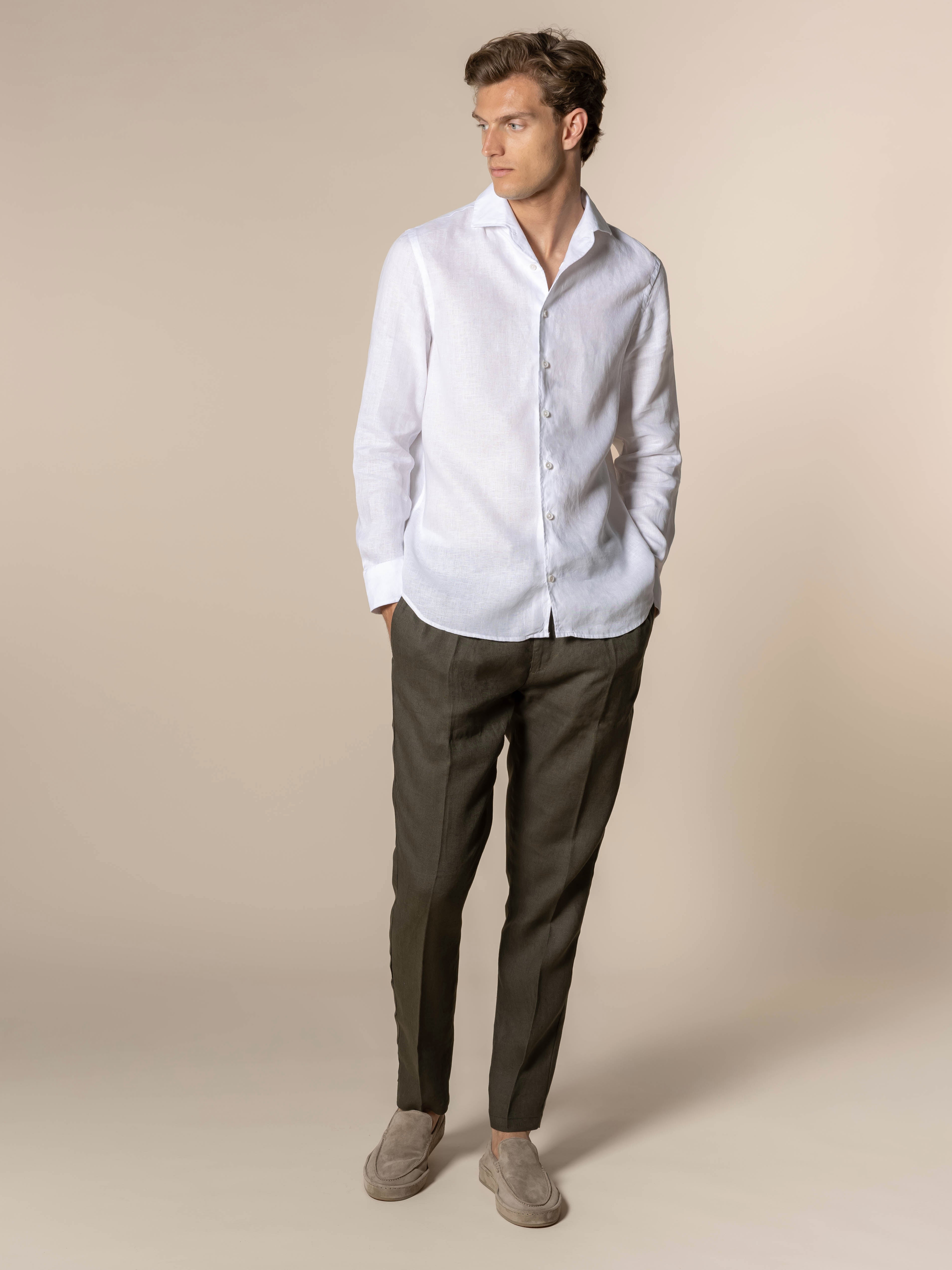 Olive Linen Seaside Trousers