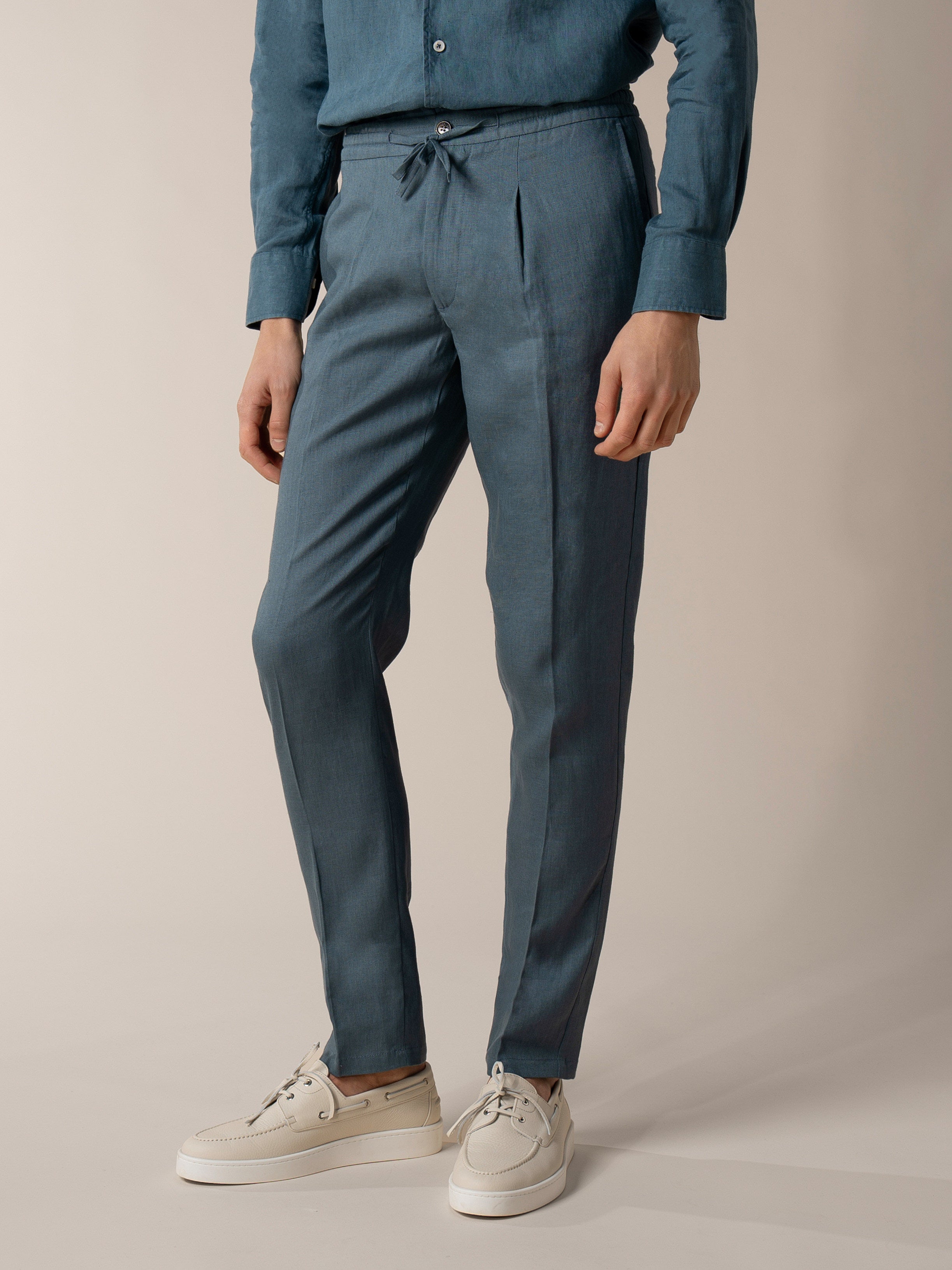 Sea Green Linen Seaside Trousers