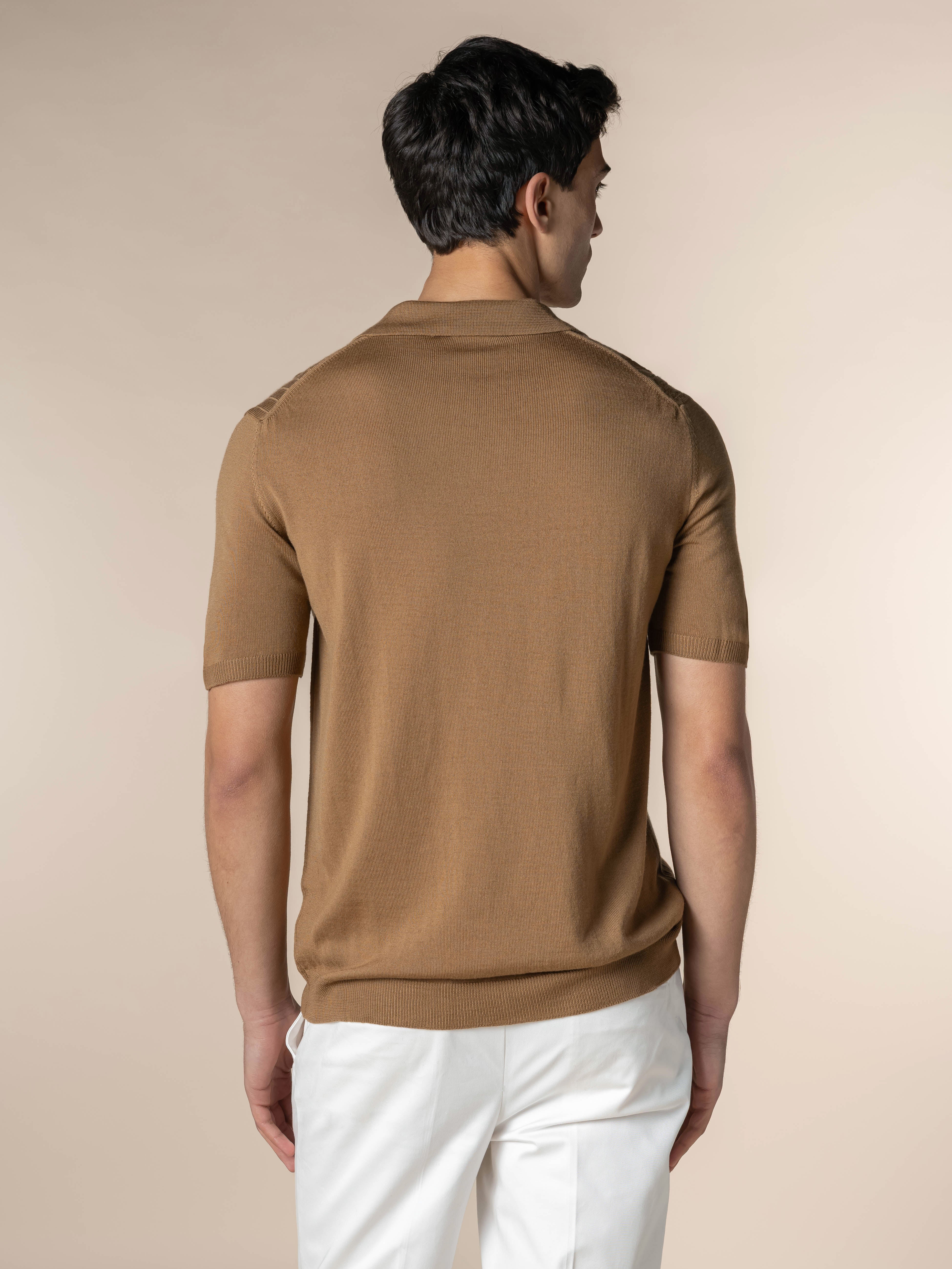 Shortsleeve Buttonless Ribbed Polo Caramel