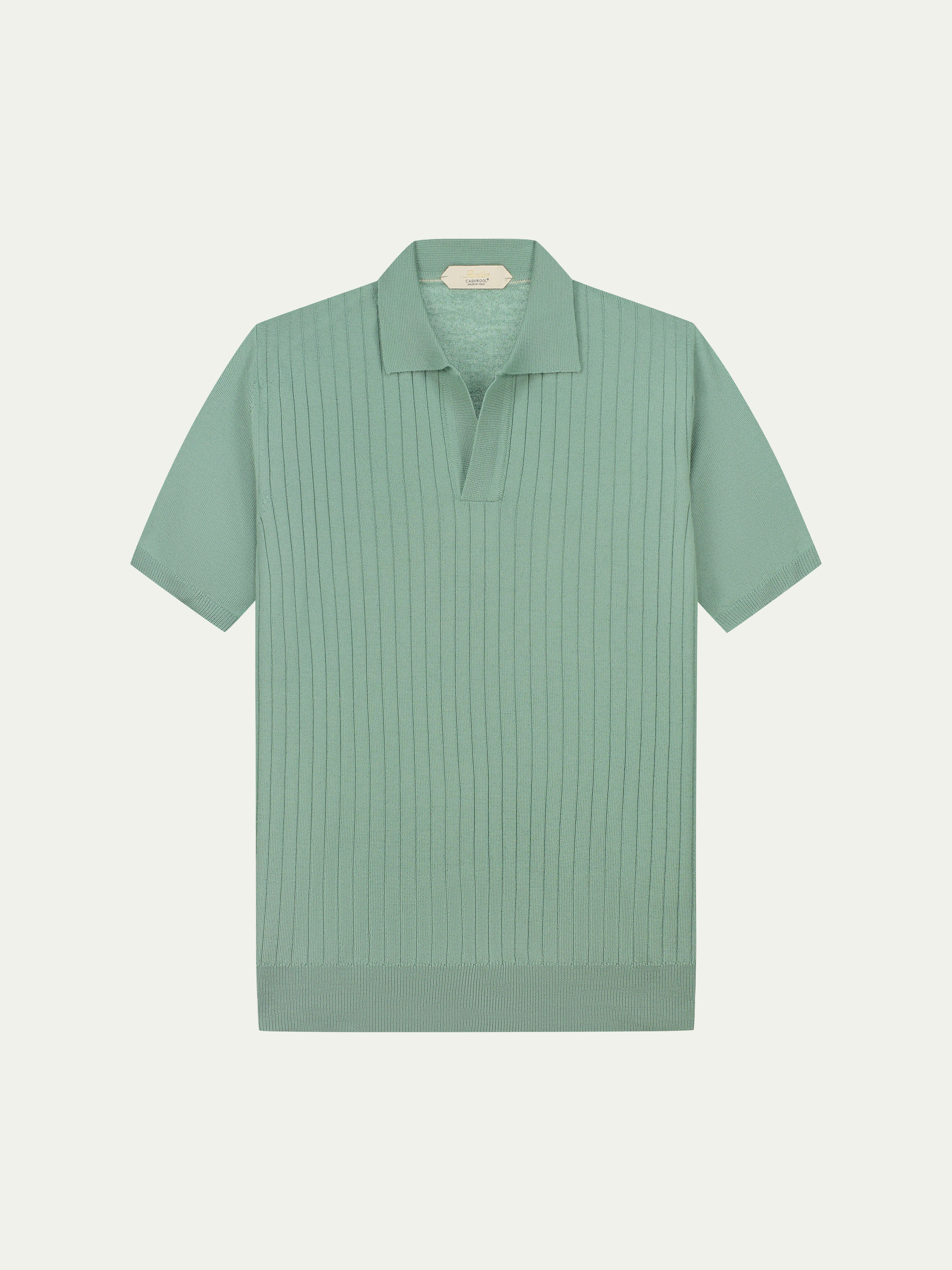 Shortsleeve Buttonless Ribbed Polo Light Green
