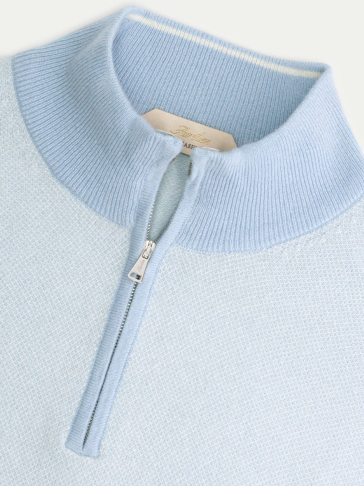 Light Blue Jaquard Zipper Sweater