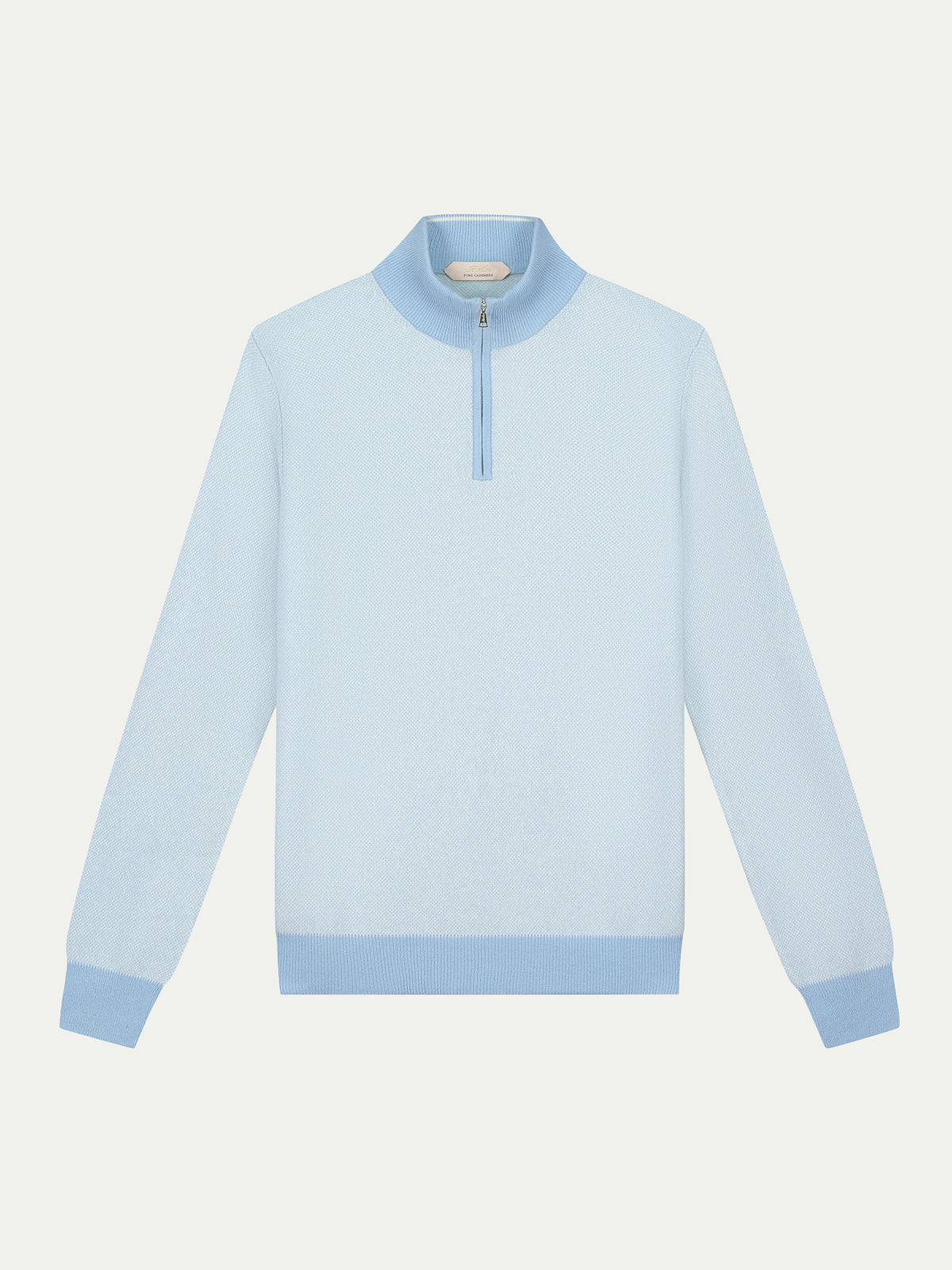 Light Blue Jaquard Zipper Sweater
