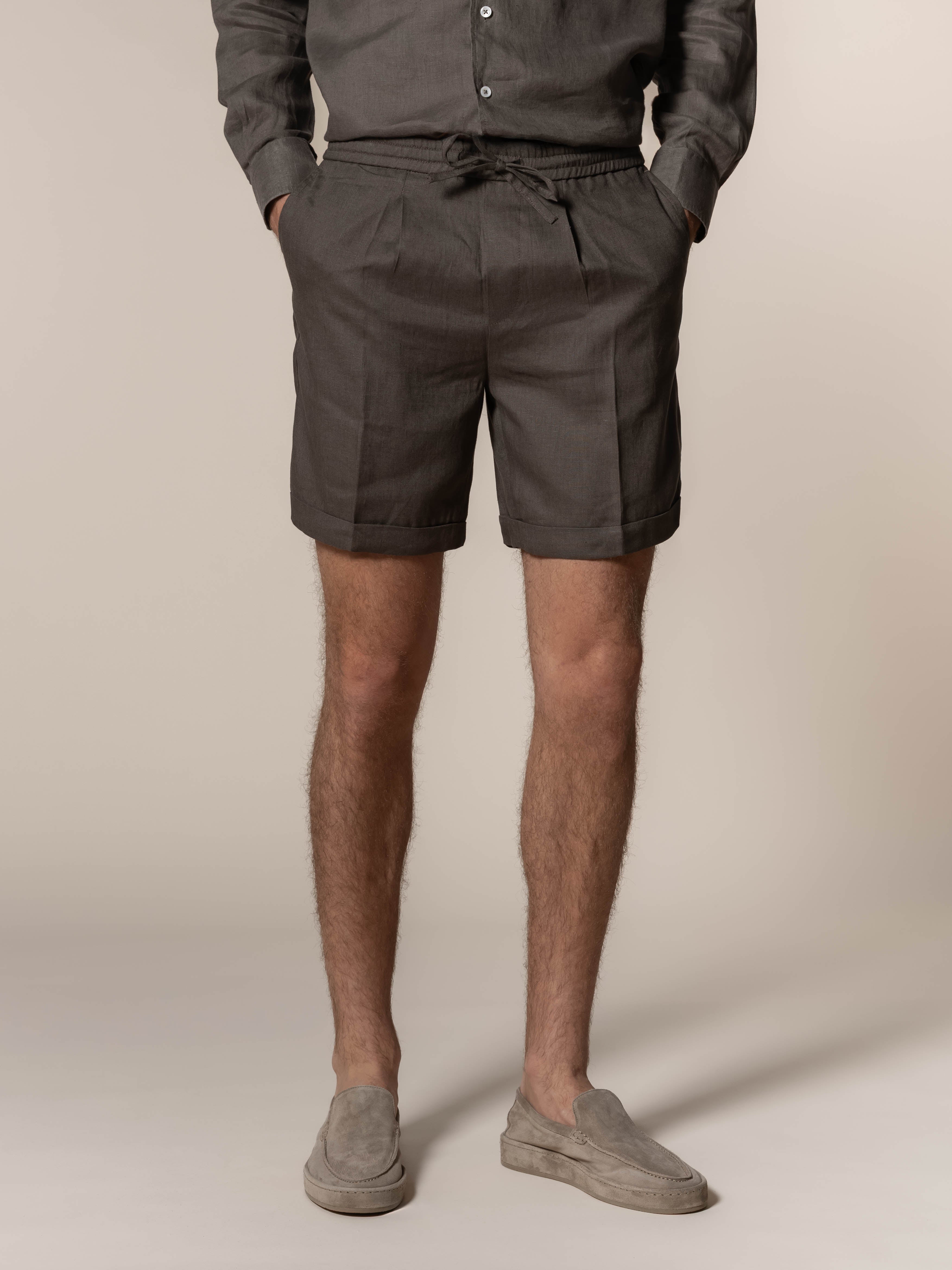 Ash Grey Linen Seaside Shorts