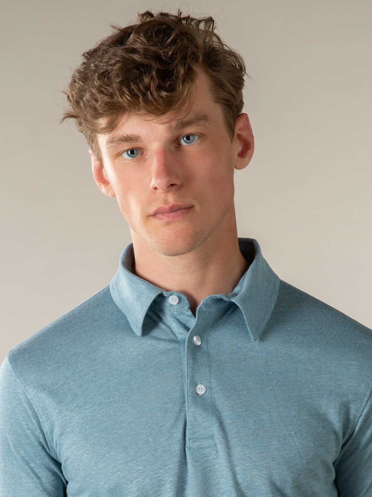 Petrol Linen Polo Shirt