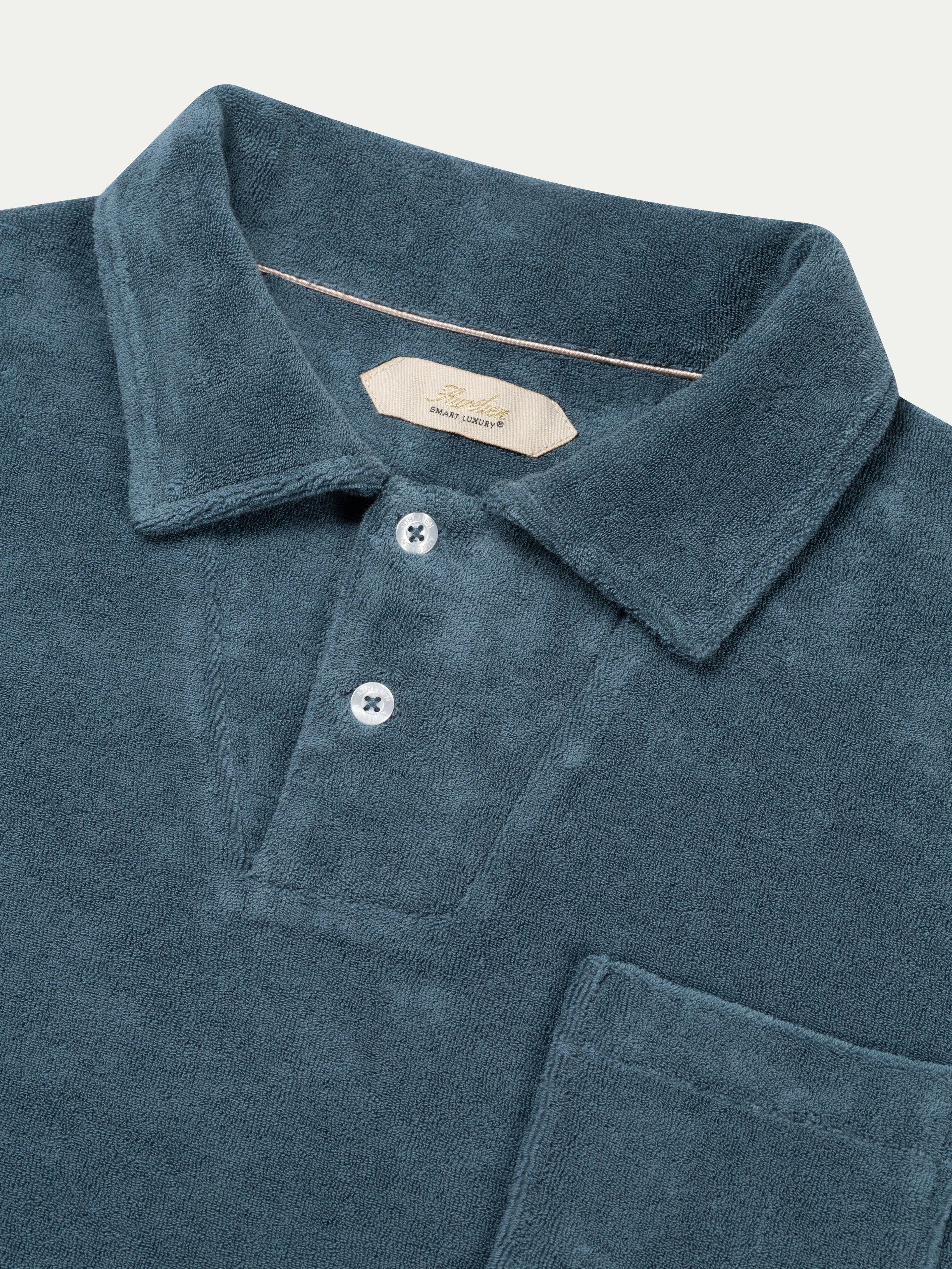 Sea Green Terry Towelling Longsleeve Polo