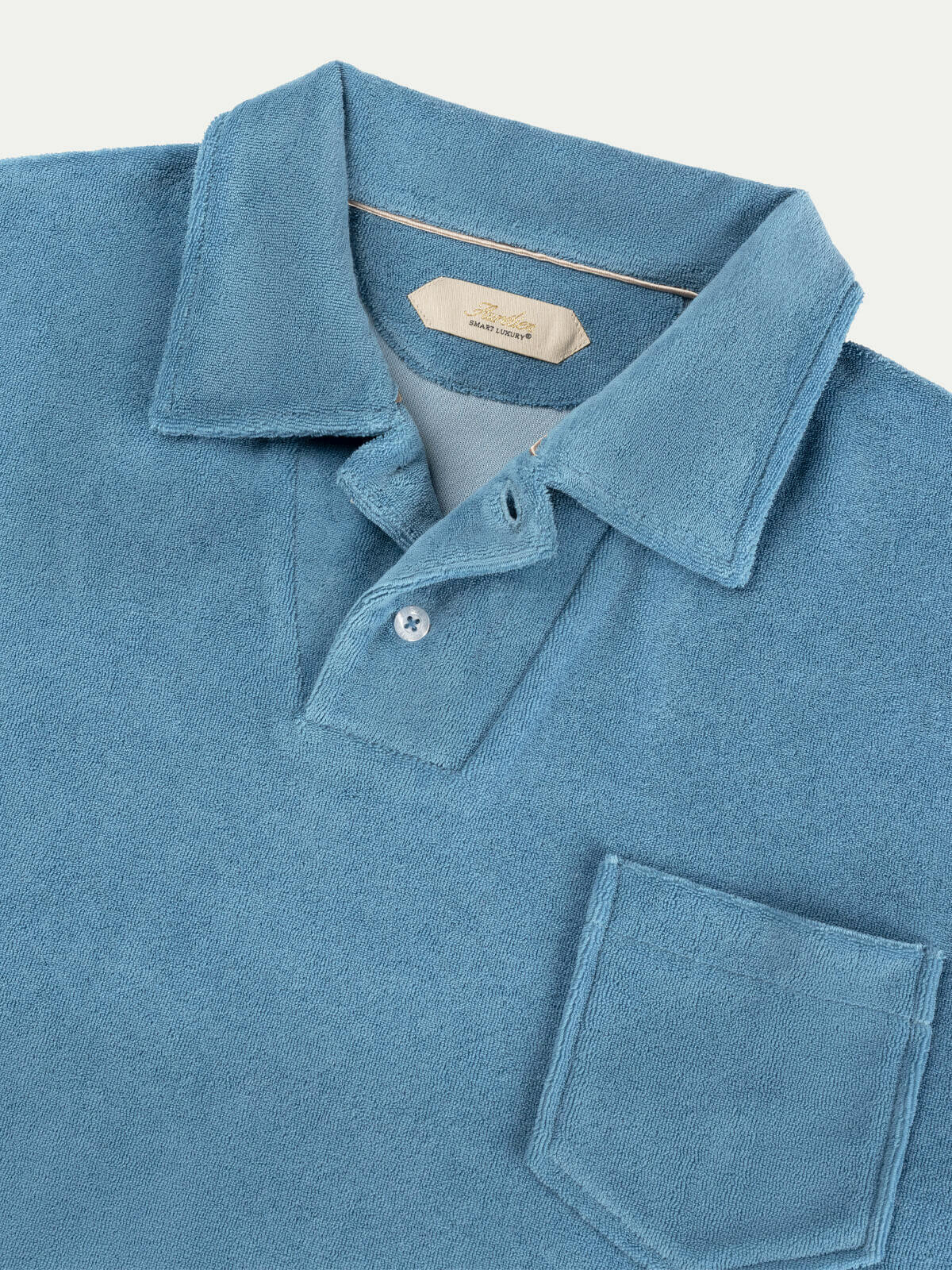 Sapphire Blue Terry Towelling Polo Shirt