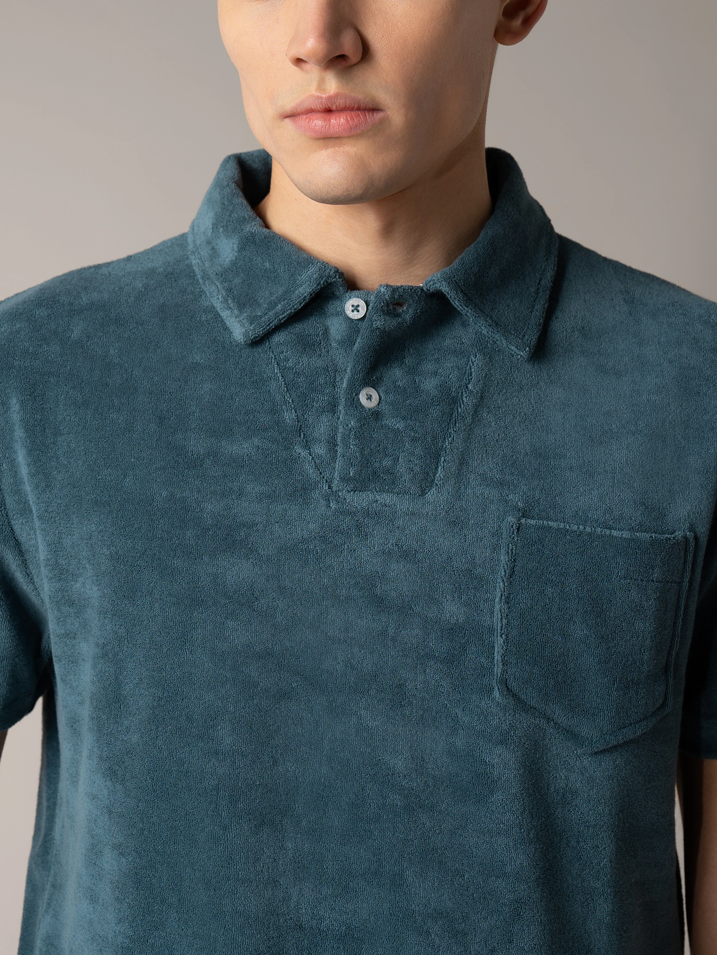 Sea Green Terry Towelling Polo Shirt
