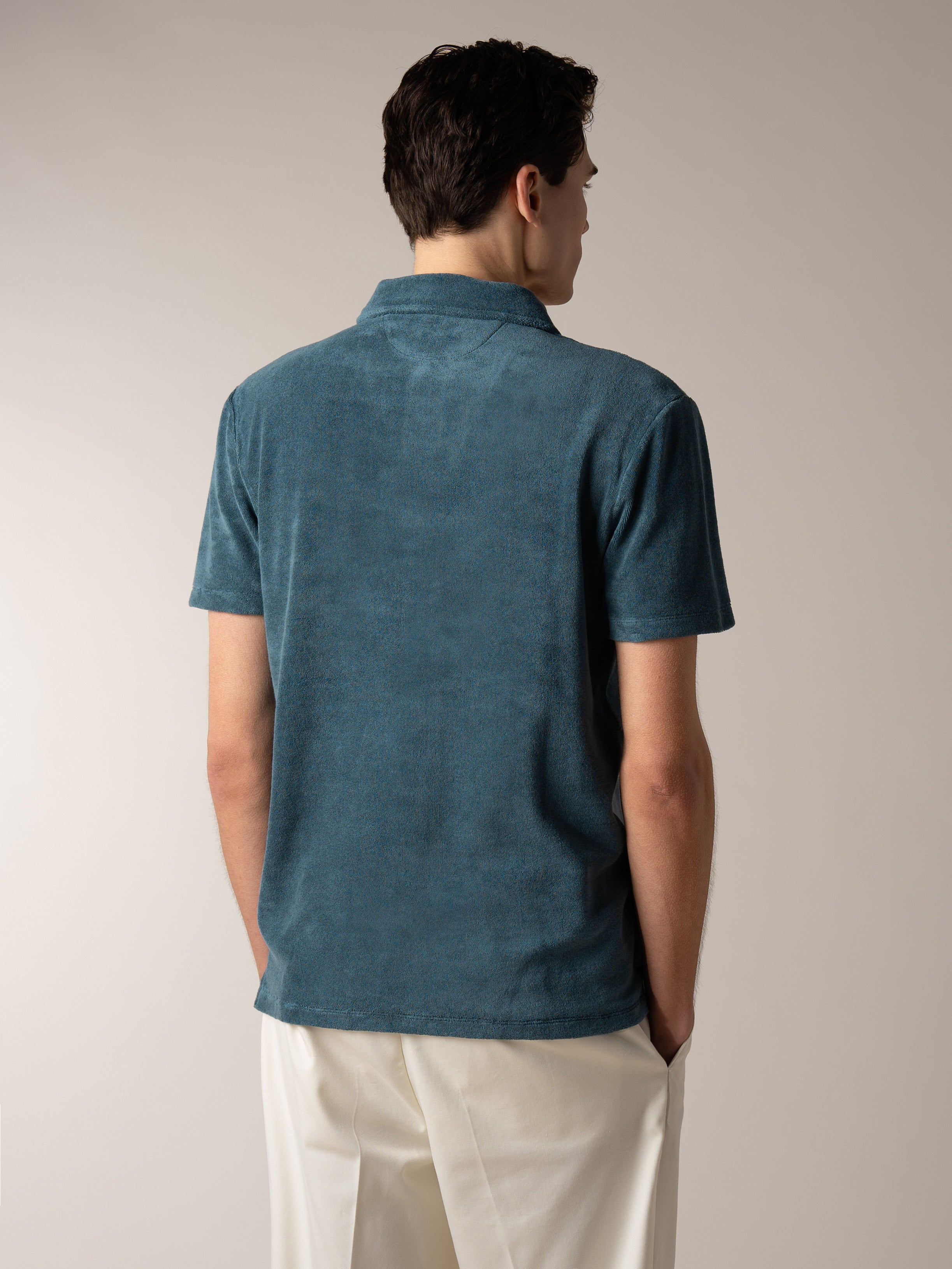 Sea Green Terry Towelling Polo Shirt