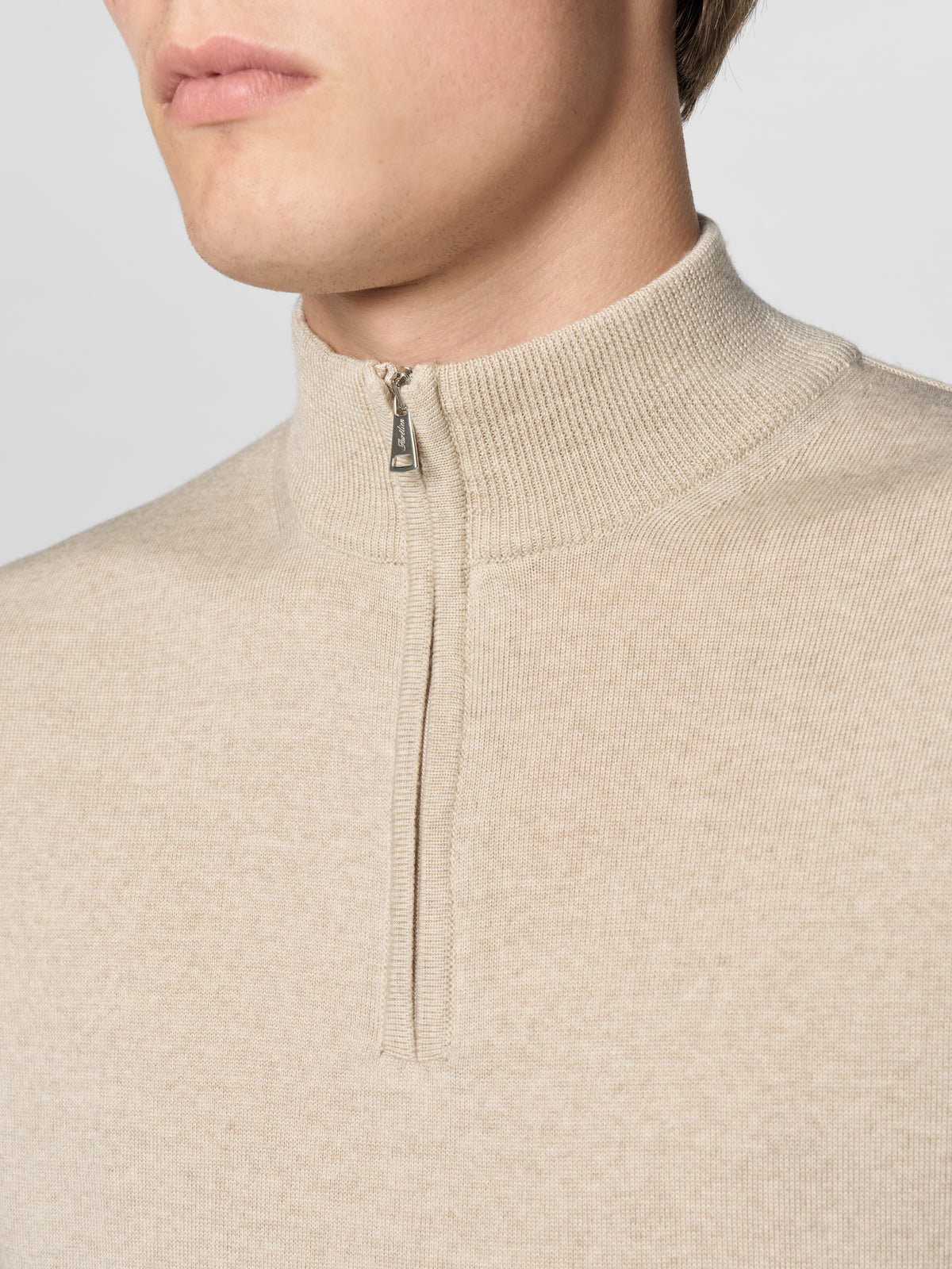 Extrafine Merino Zipper Sweater Light Beige
